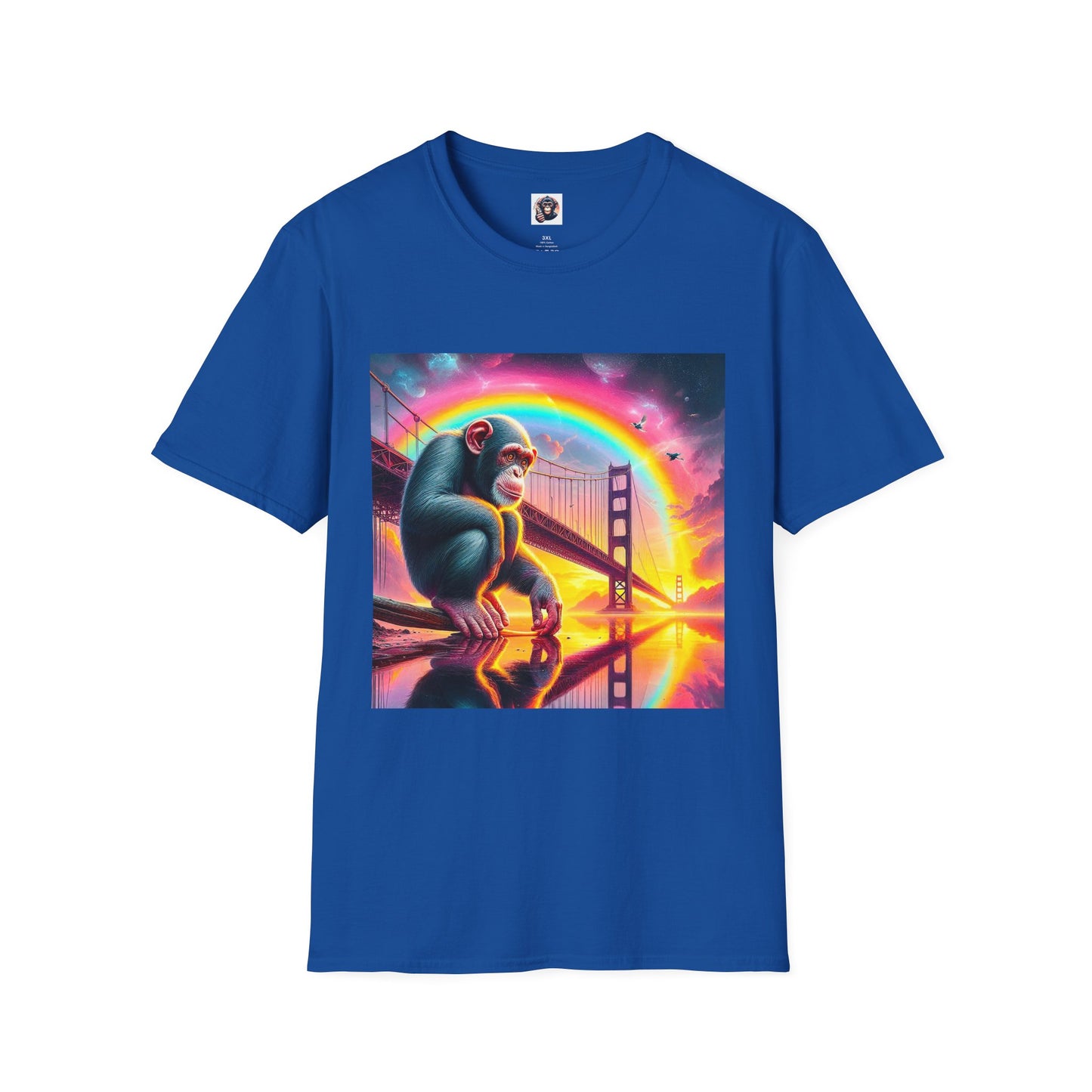 Chimp rainbow bridge T-Shirt Printify XS Royal