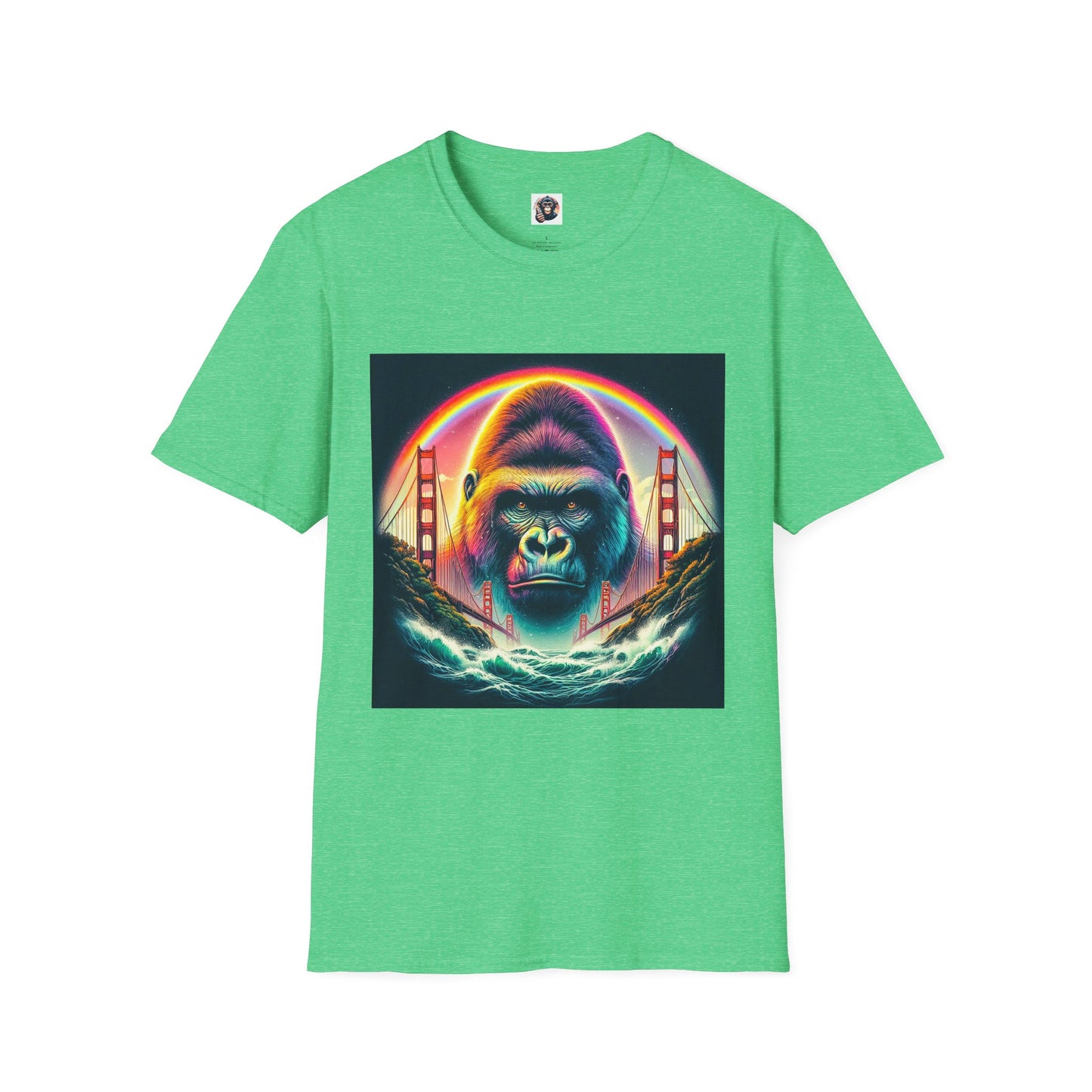 Gorilla rainbow ocean T-Shirt Printify S Heather Irish Green