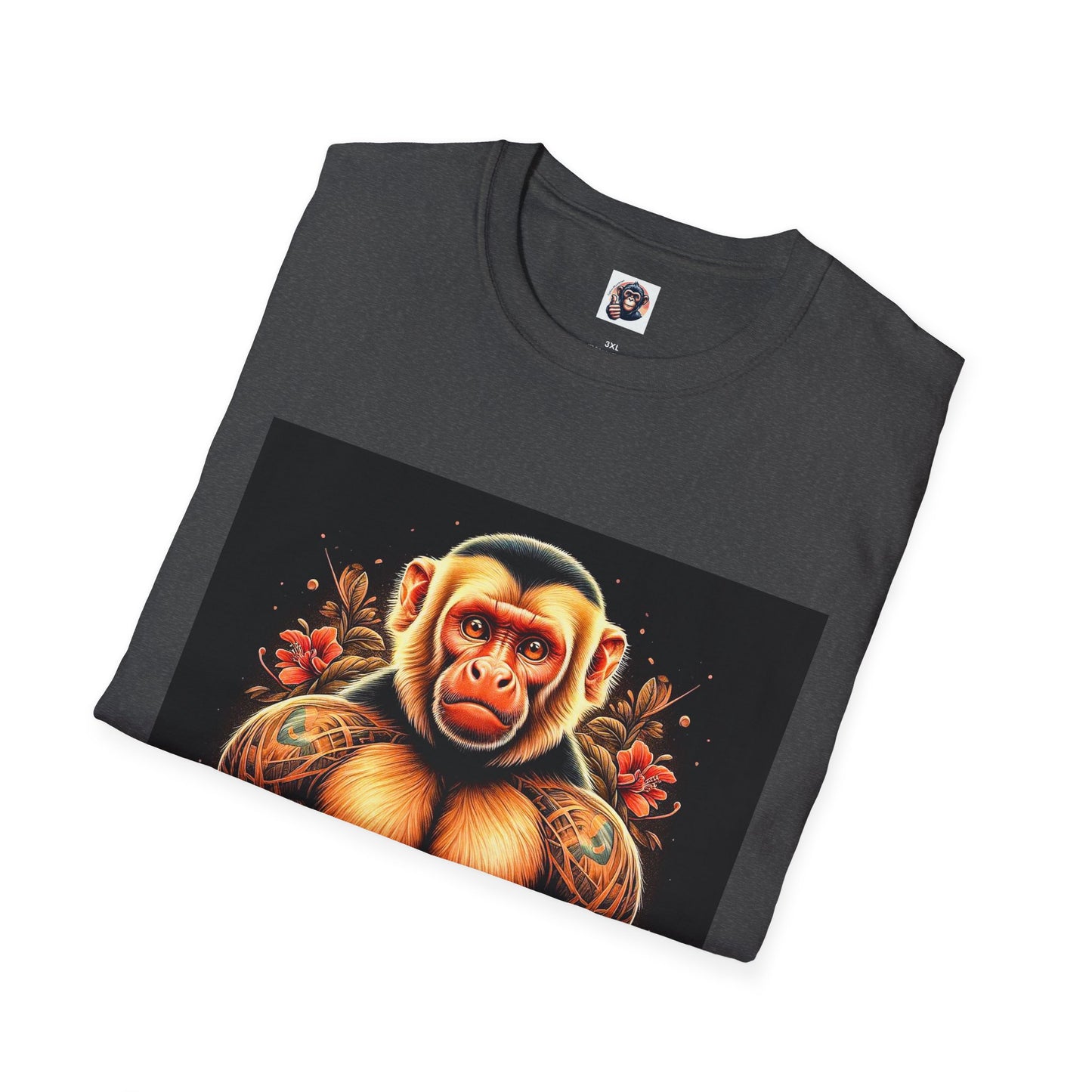 Capuchin Monkey tough muscle man shirt T-Shirt Printify