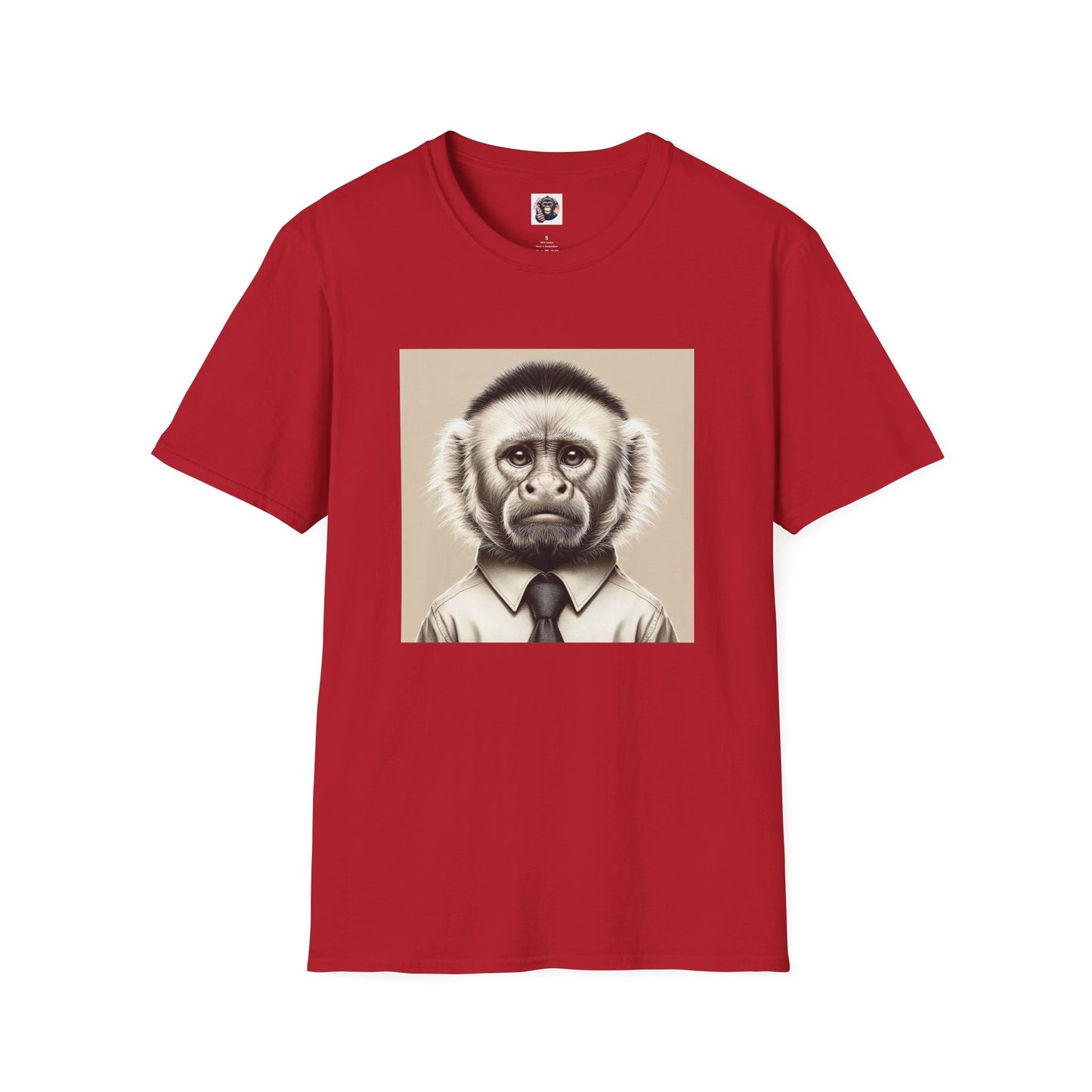 Capuchin Monkey business man T-Shirt Printify S Cherry Red