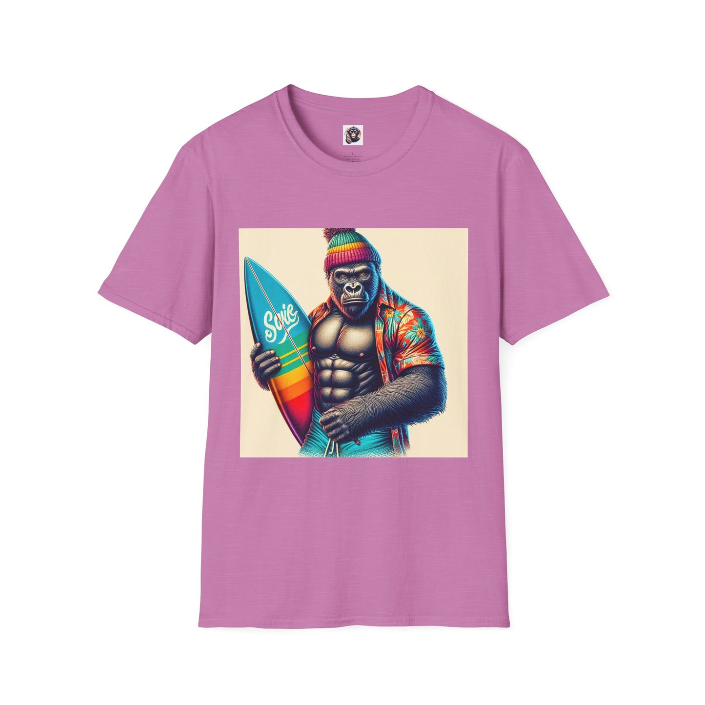 Gorilla angry surfer T-Shirt Printify S Heather Radiant Orchid