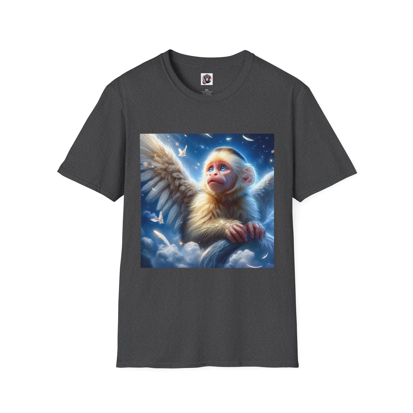 Capuchin Monkey Angel wings T-Shirt Printify XS Dark Heather