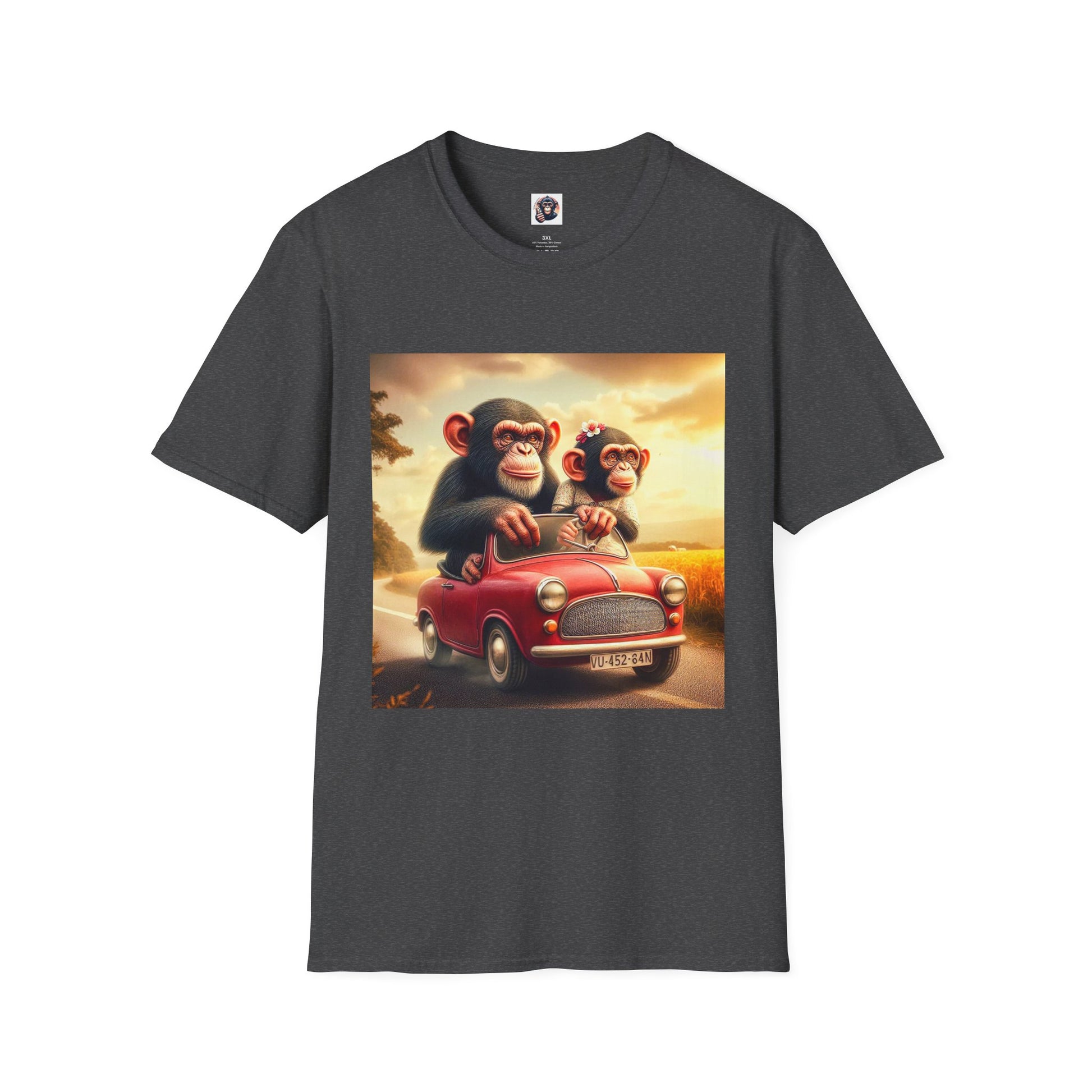 Wacky Chimp tiny car T-Shirt Printify XS Dark Heather