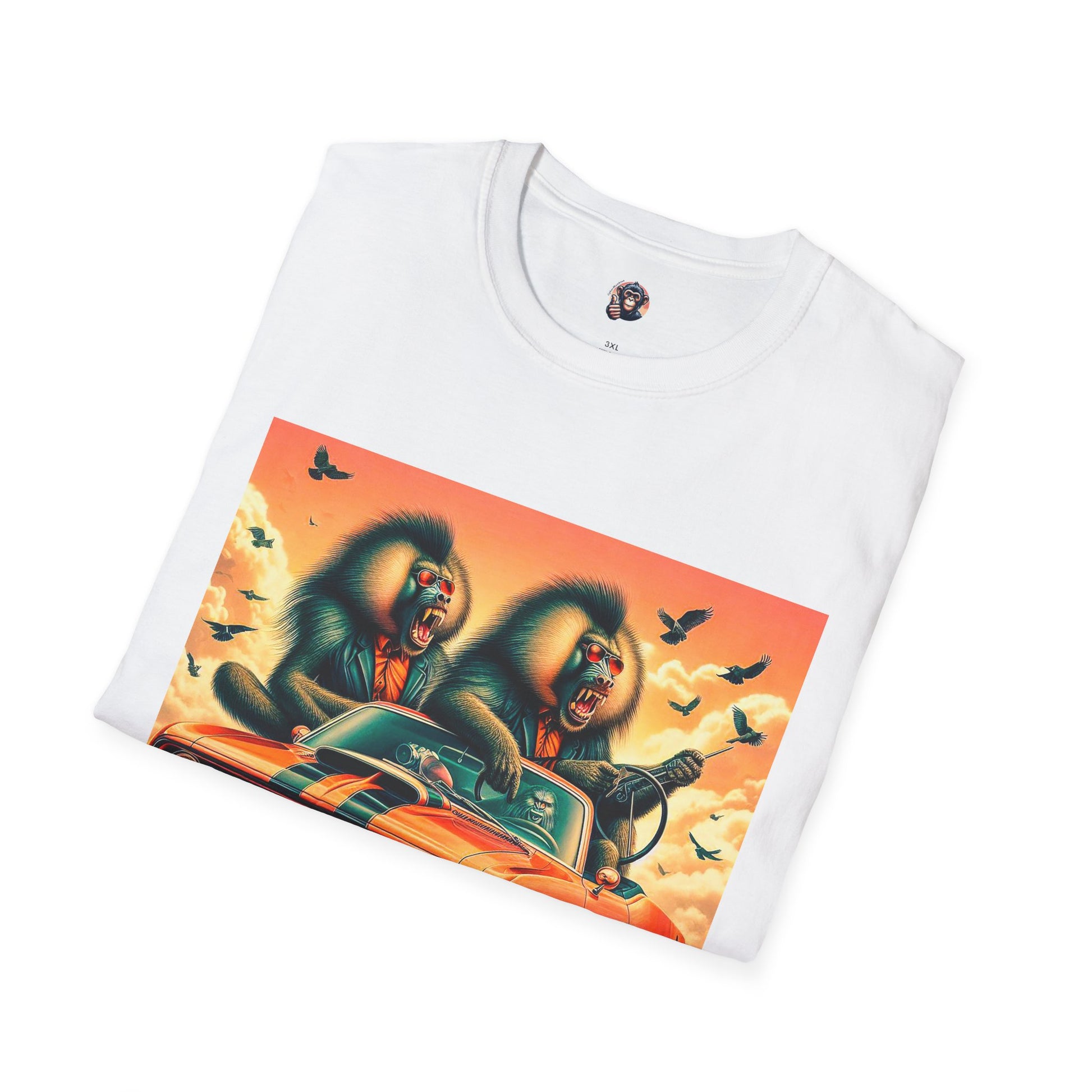 Wacky Baboon tiny car T-Shirt Printify