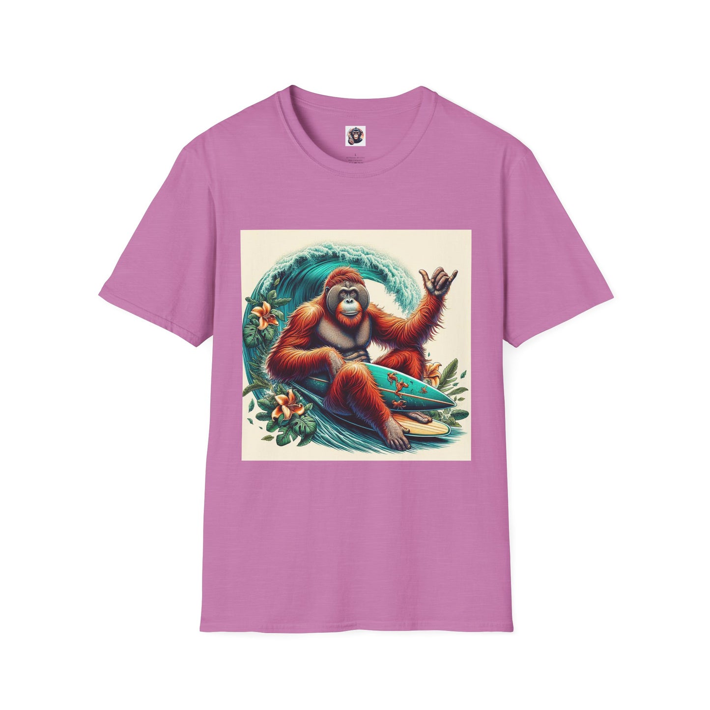 Orangutans beach dude T-Shirt Printify S Heather Radiant Orchid