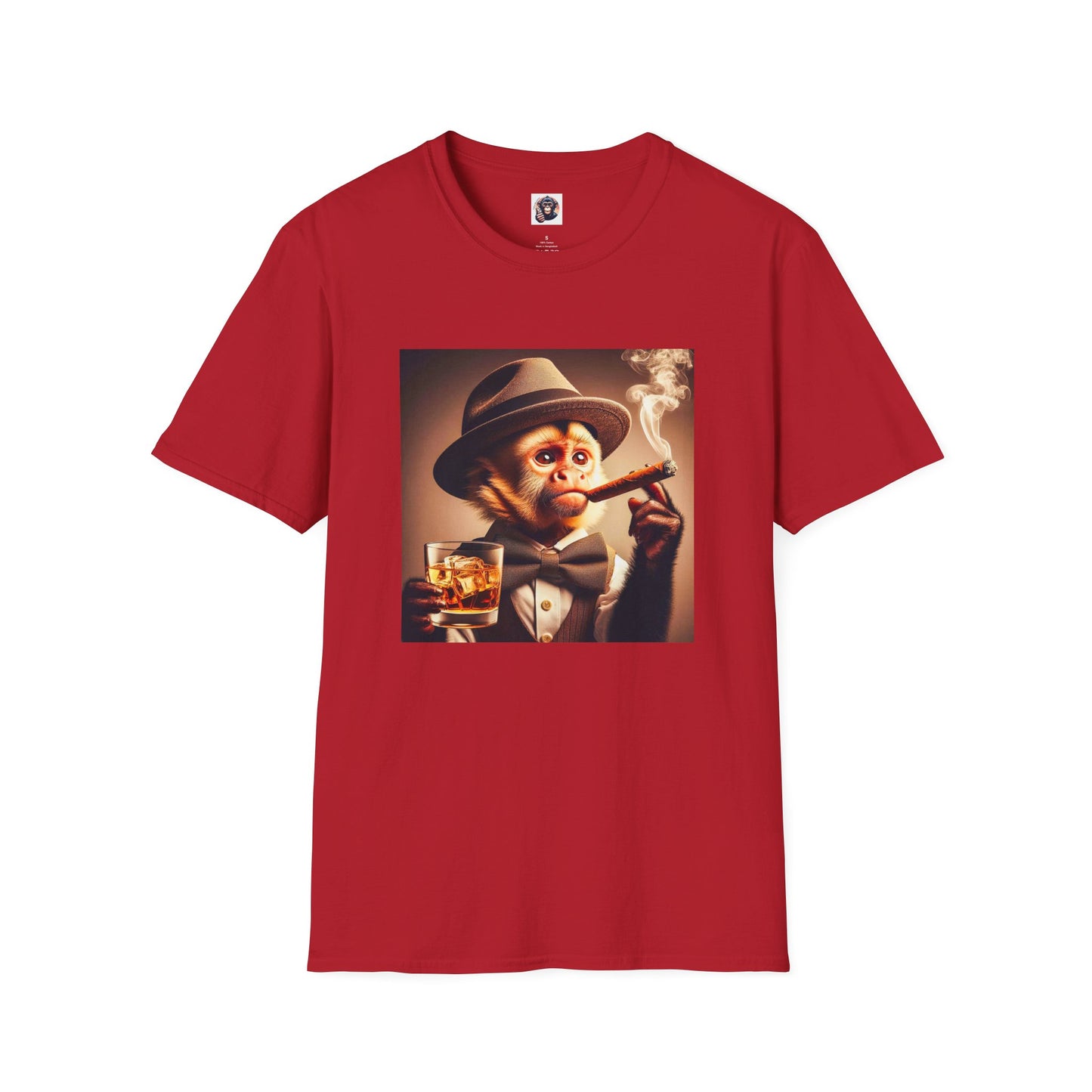 Capuchin Monkey smoking cigar shirt T-Shirt Printify S Cherry Red
