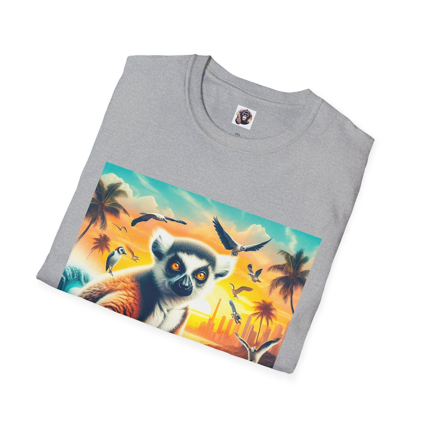 Lemurs surfing dude T-Shirt Printify