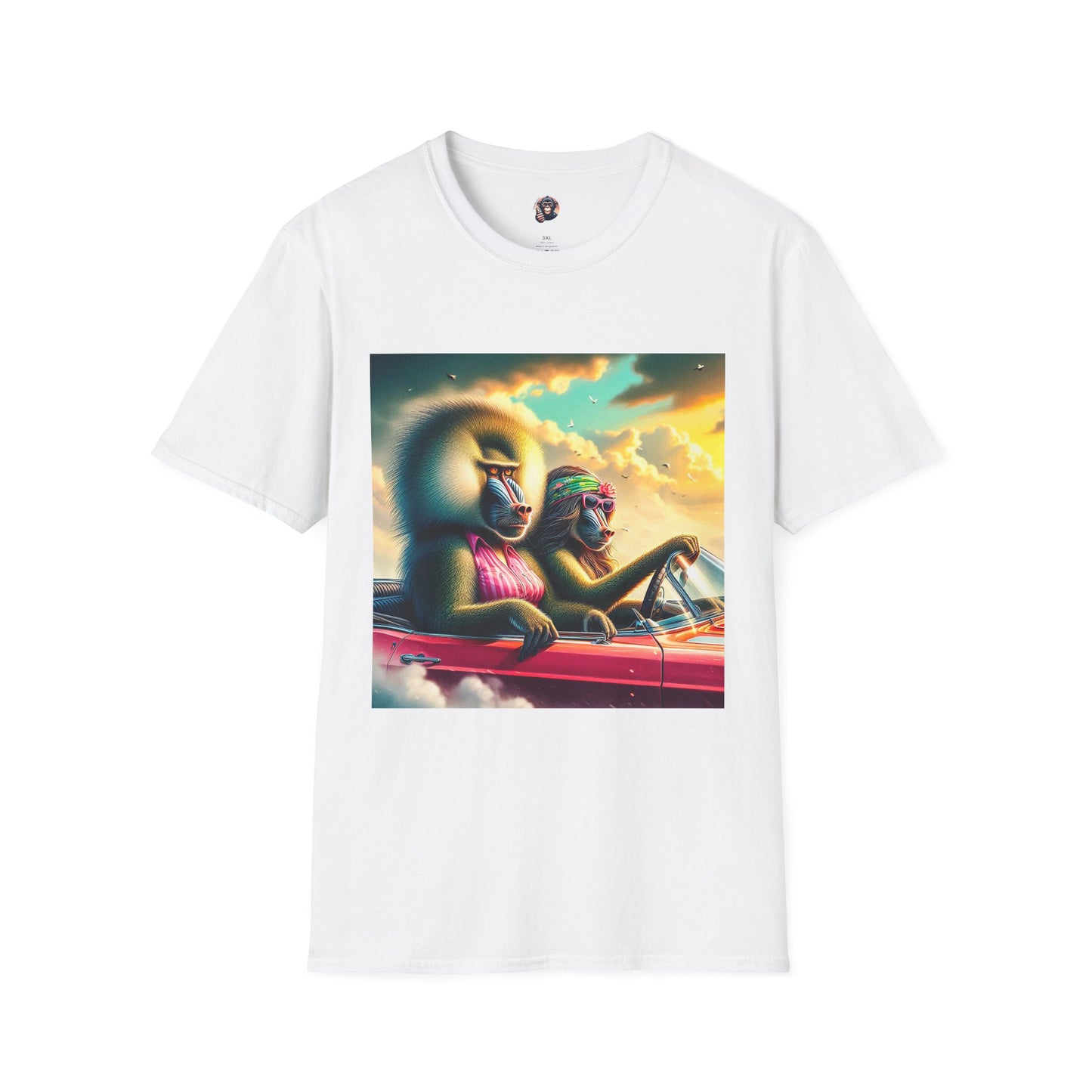 Wacky Baboon couple driving T-Shirt Printify S White