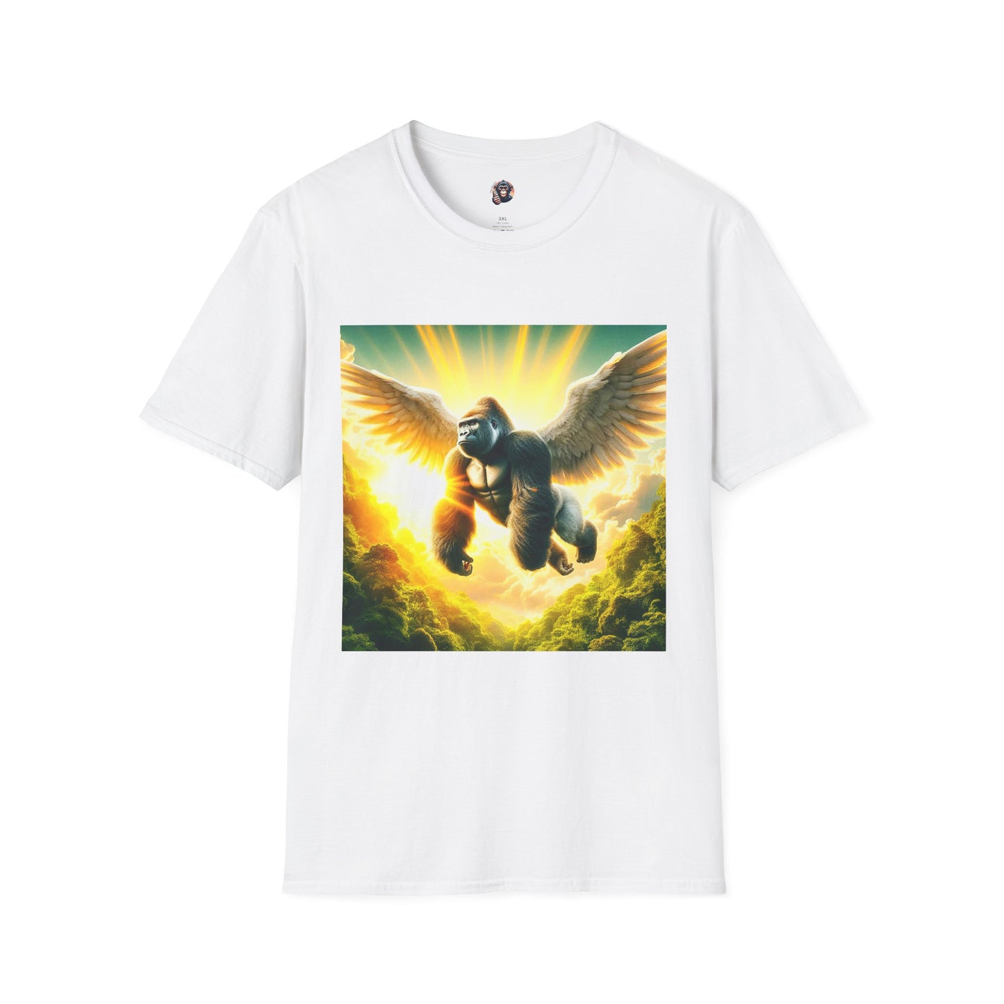 Gorilla flying T-Shirt Printify S White