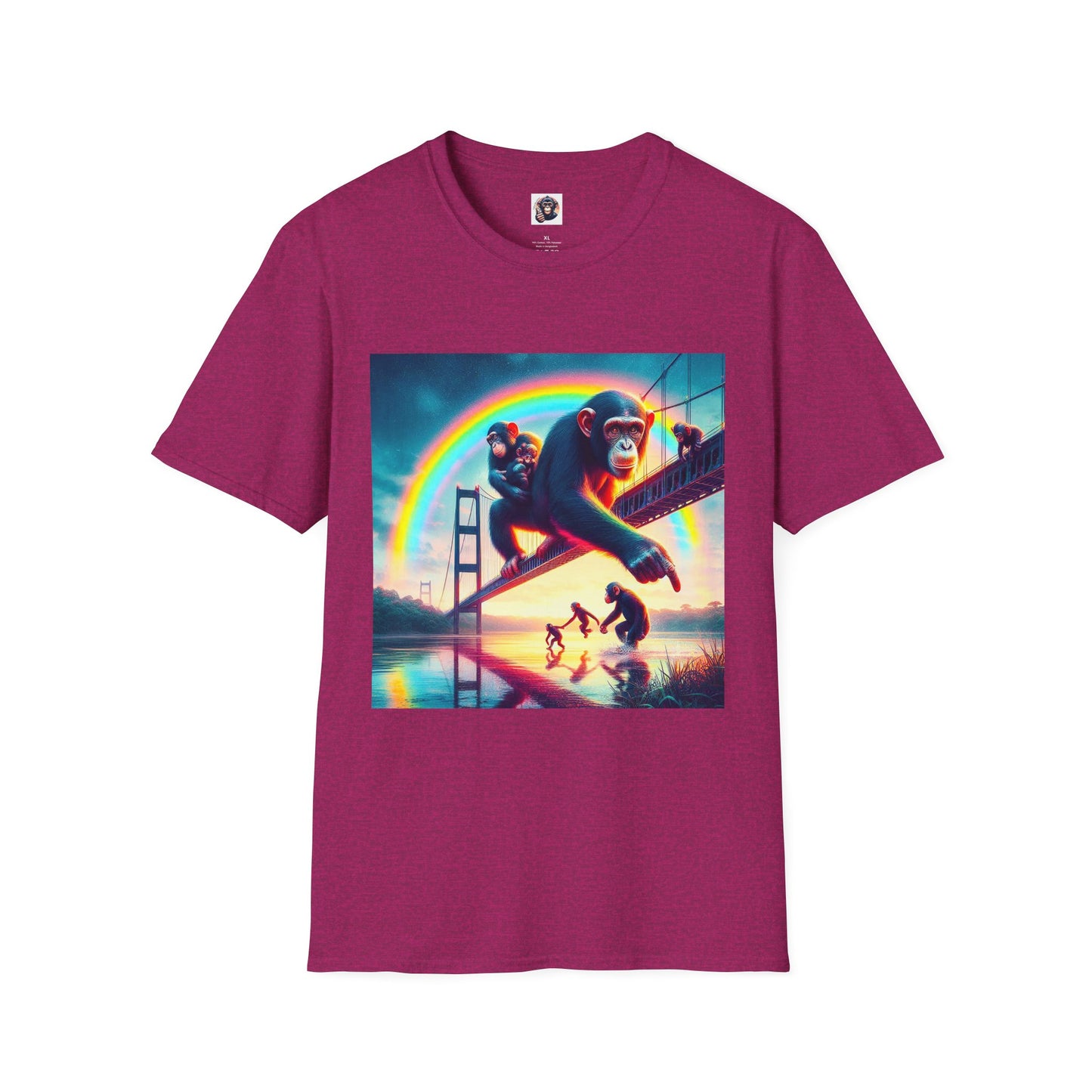 Bonobo rainbow and clouds T-Shirt Printify S Antique Heliconia
