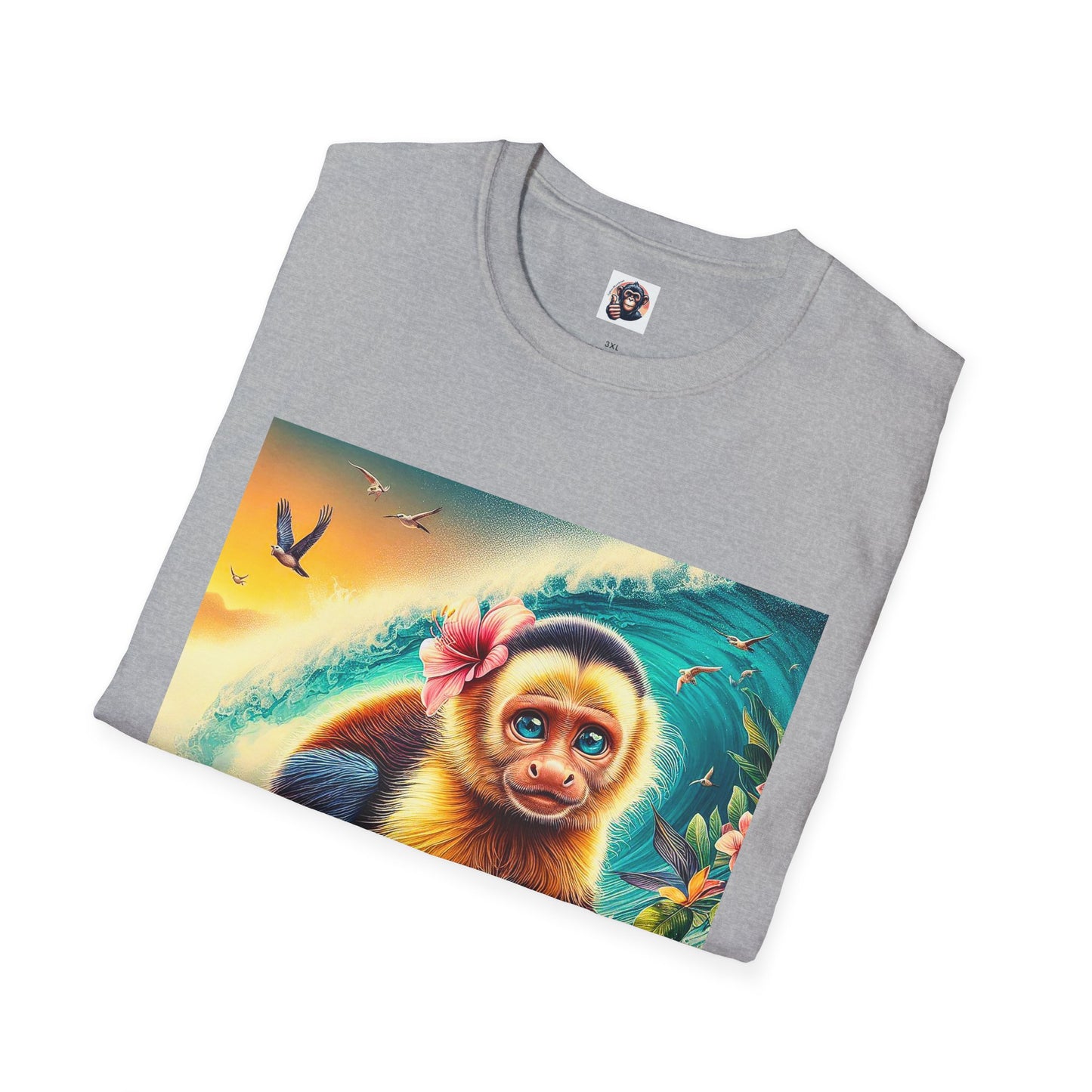 Capuchin Monkey surfing beauty T-Shirt Printify