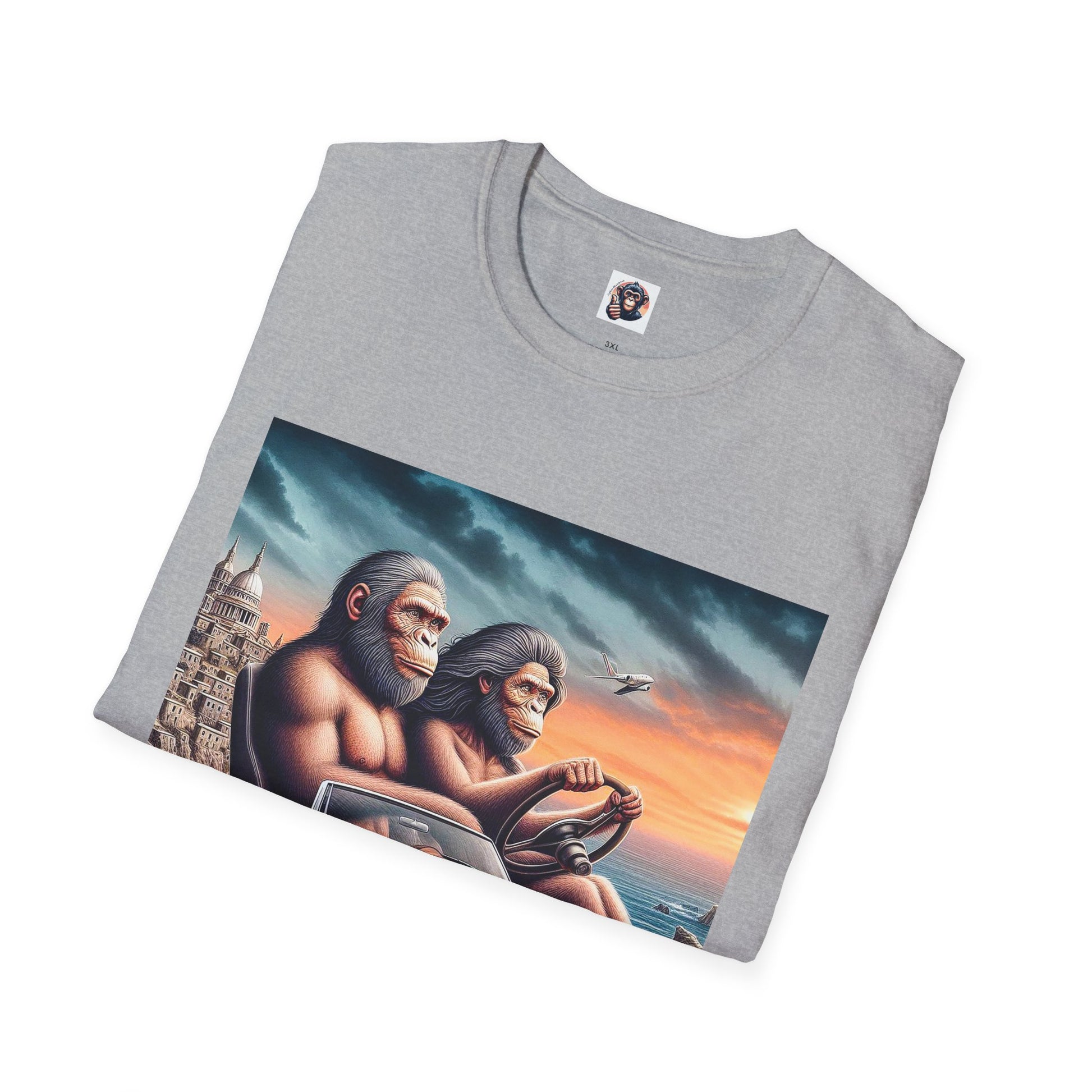 Wacky Homo Sapiens sunset driving T-Shirt Printify