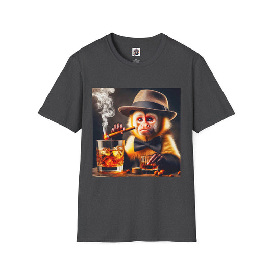 Capuchin Monkey smoking shirt T-Shirt Printify XS Dark Heather