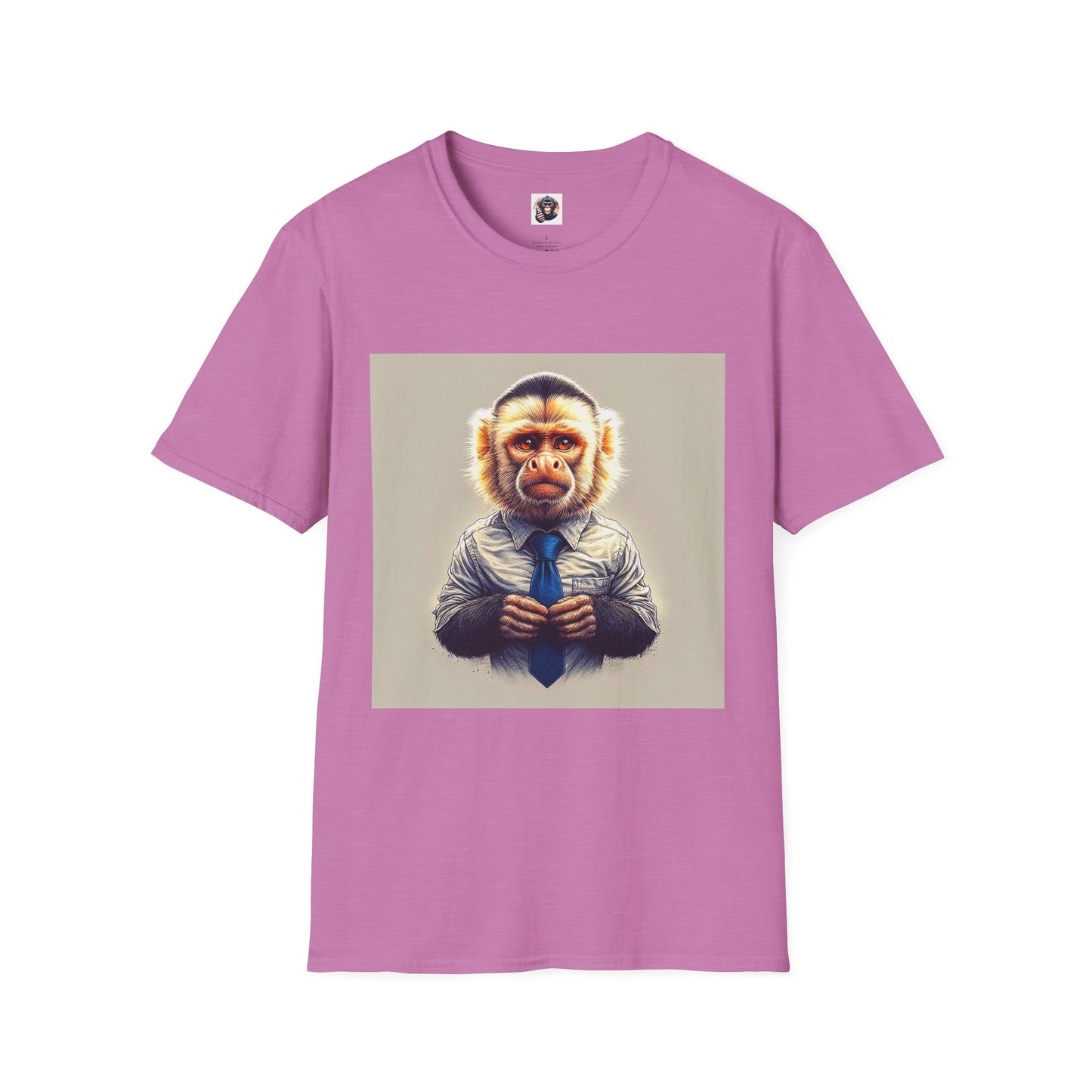 Capuchin Monkey business man T-Shirt Printify S Heather Radiant Orchid