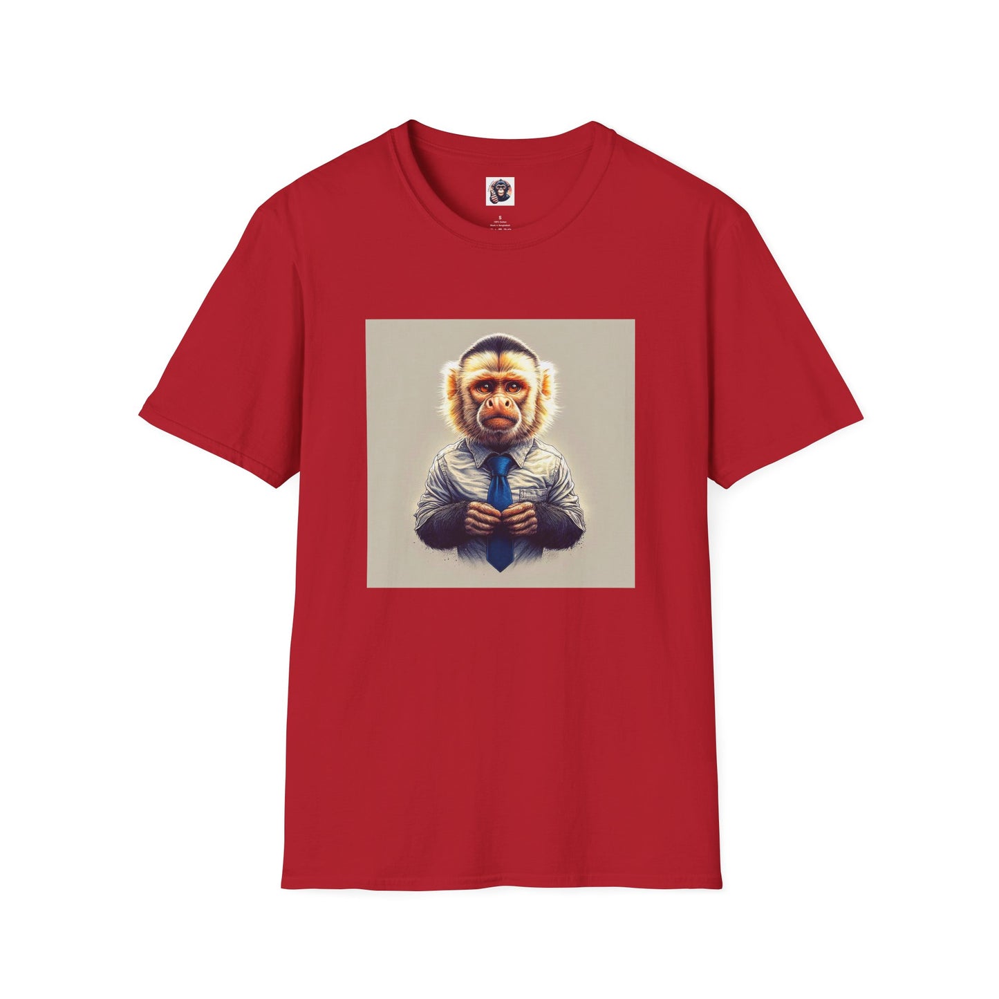 Capuchin Monkey business man T-Shirt Printify S Cherry Red
