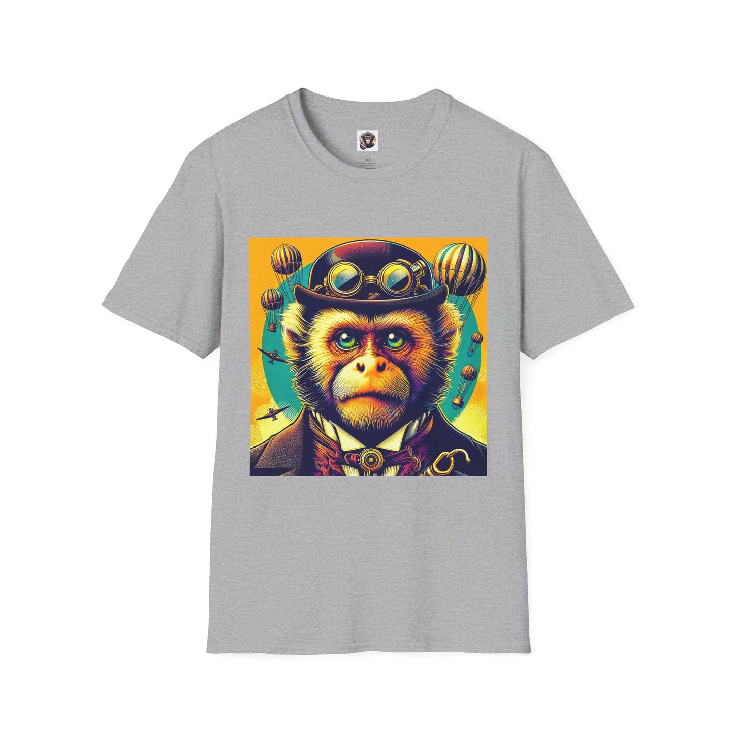 Capuchin Monkey steam punk shirt T-Shirt Printify XS Sport Grey