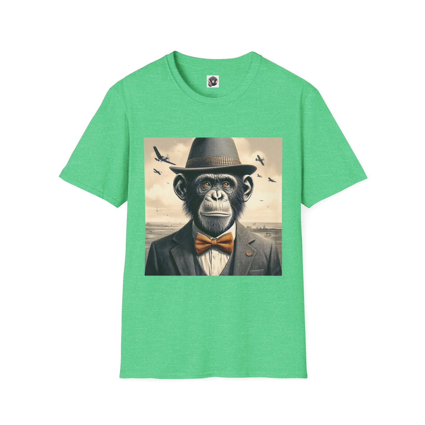 Bonobo hat and bow tie T-Shirt Printify S Heather Irish Green