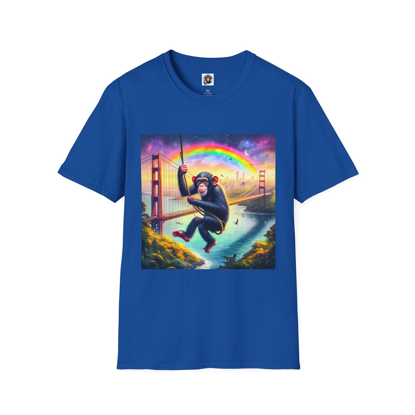 Chimp swinging high T-Shirt Printify XS Royal