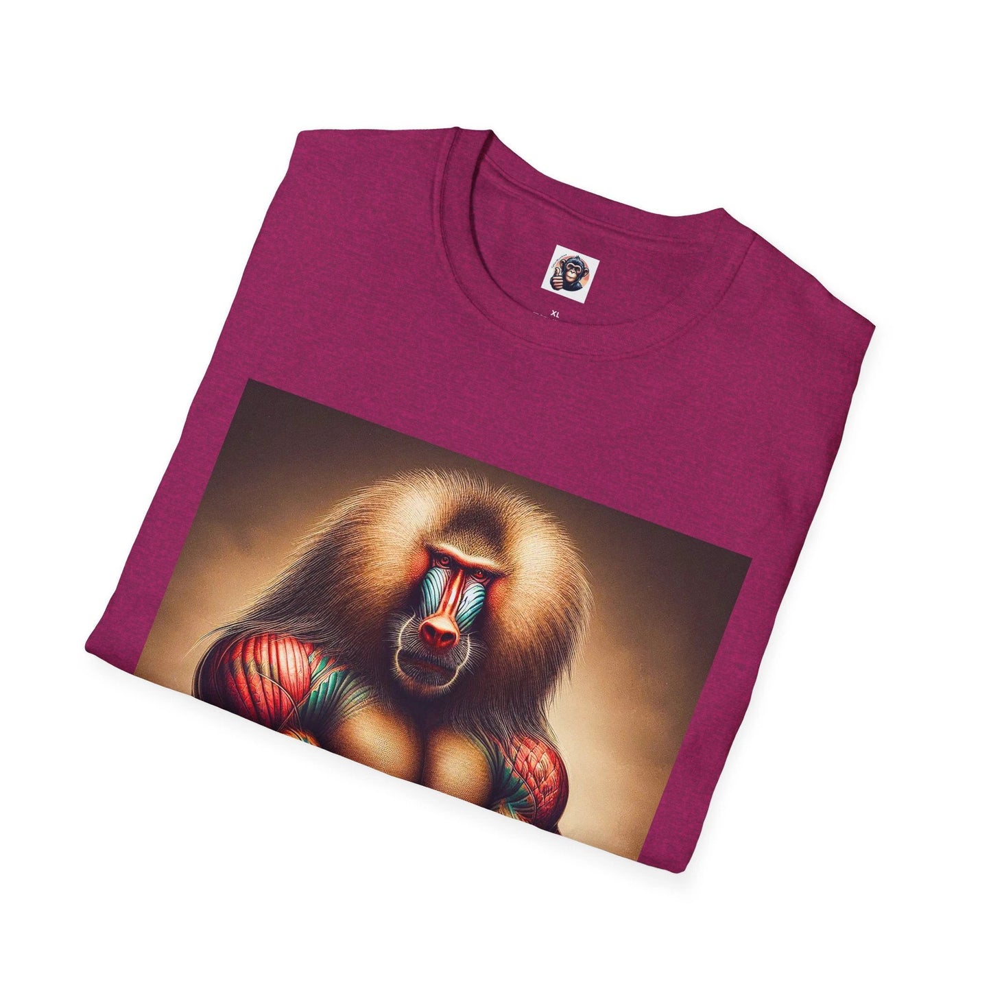 Baboon Muscles Graphic Tee For Fitness Lovers Bold Animal Print DTG Cotton Crew Neck T Shirt by Printify