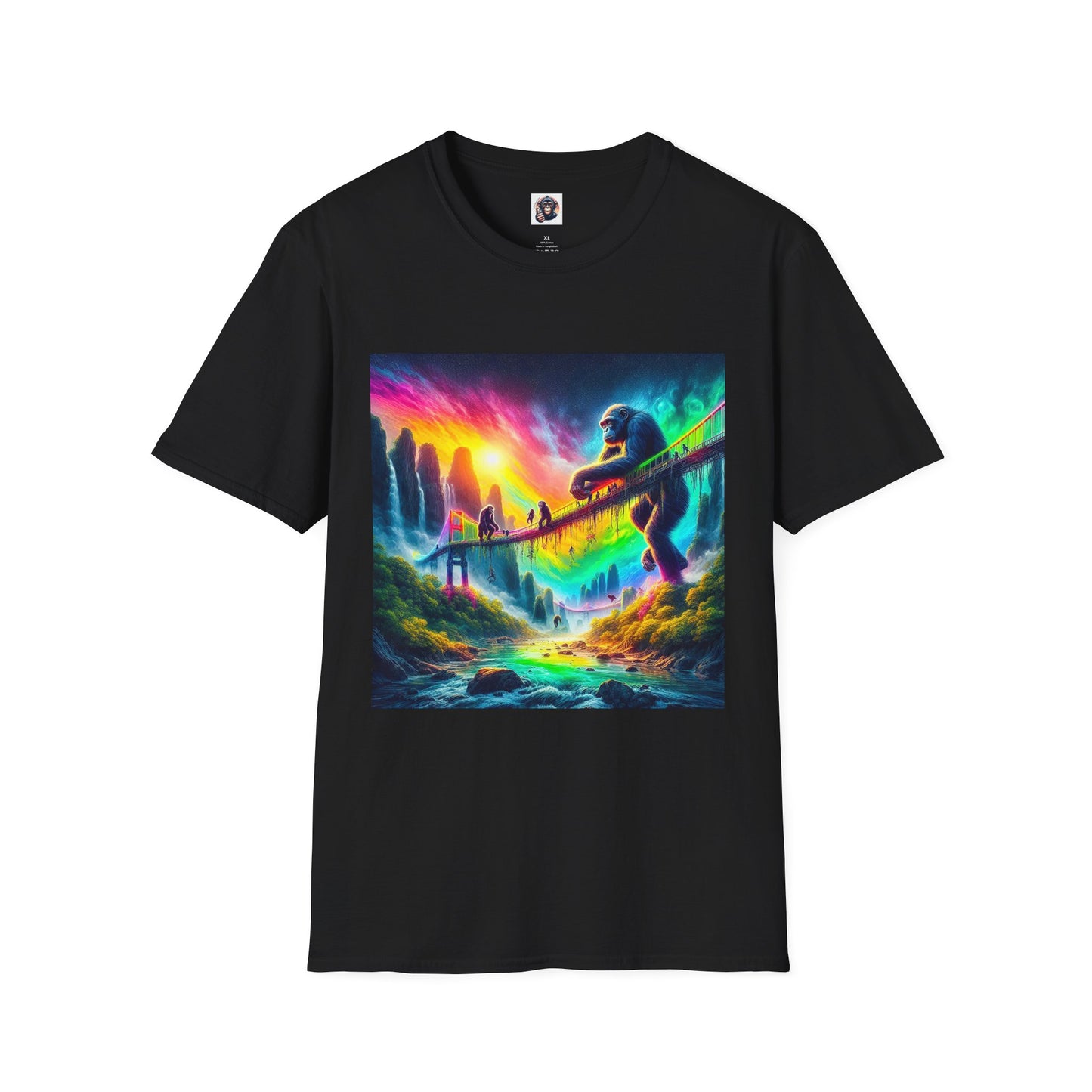 Bonobo rainbow bridge T-Shirt Printify XS Black