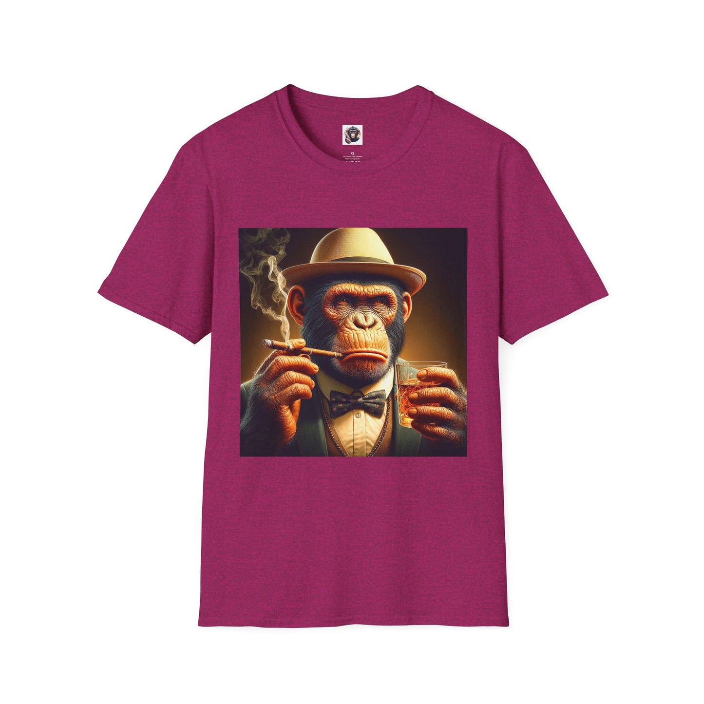 Bonobo whiskey and smoking T-Shirt Printify S Antique Heliconia