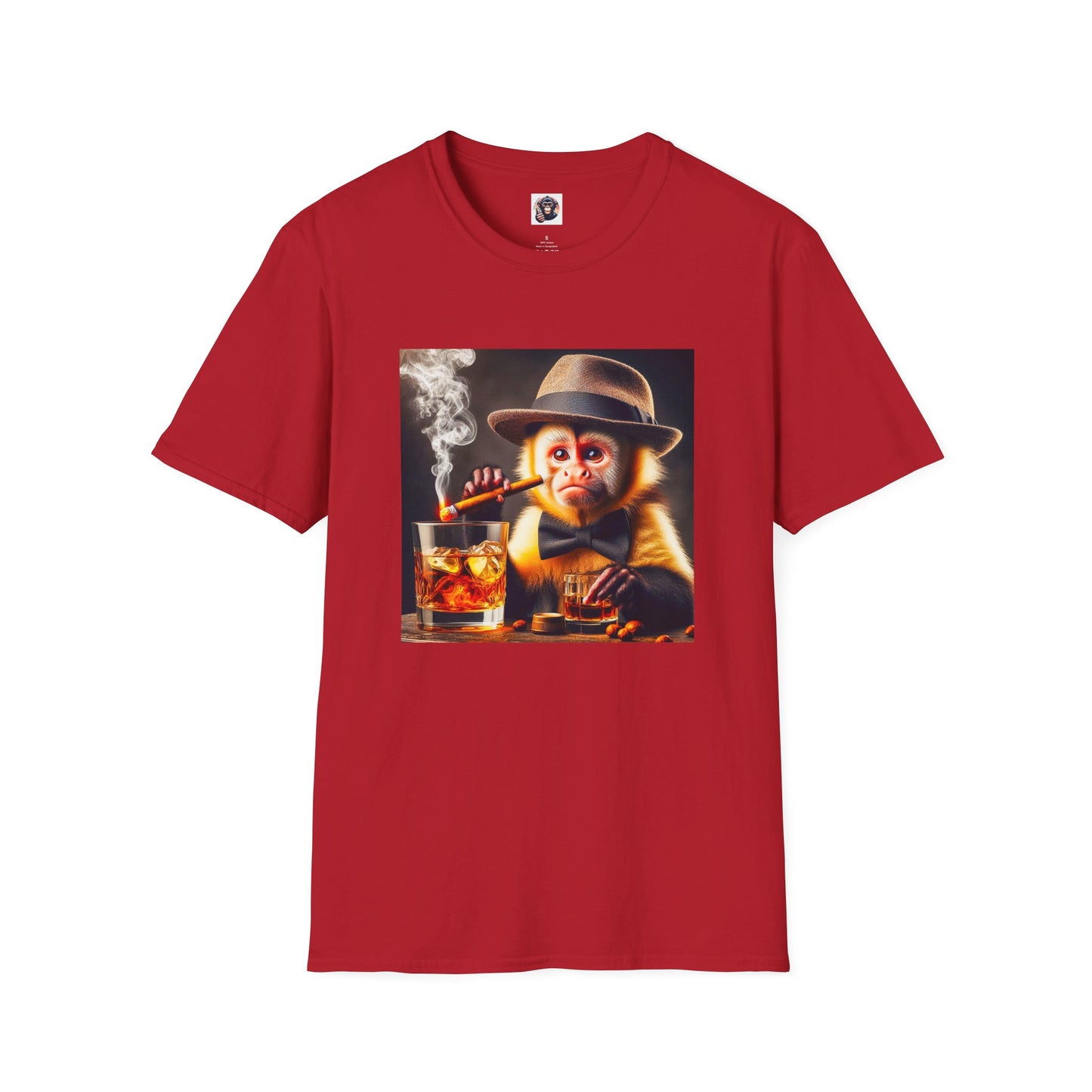 Capuchin Monkey smoking shirt T-Shirt Printify S Cherry Red