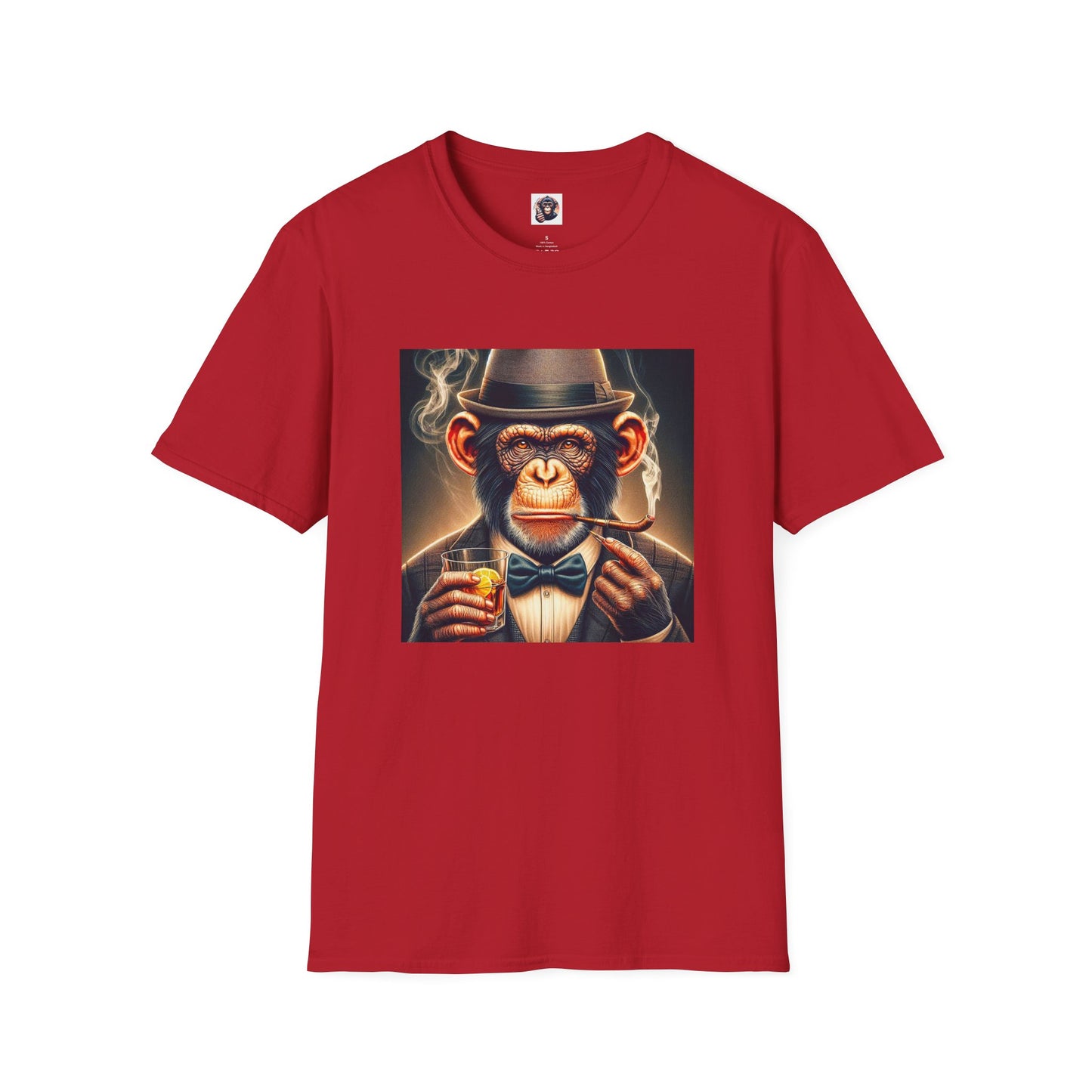 Chimp whiskey and cigars T-Shirt Printify S Cherry Red