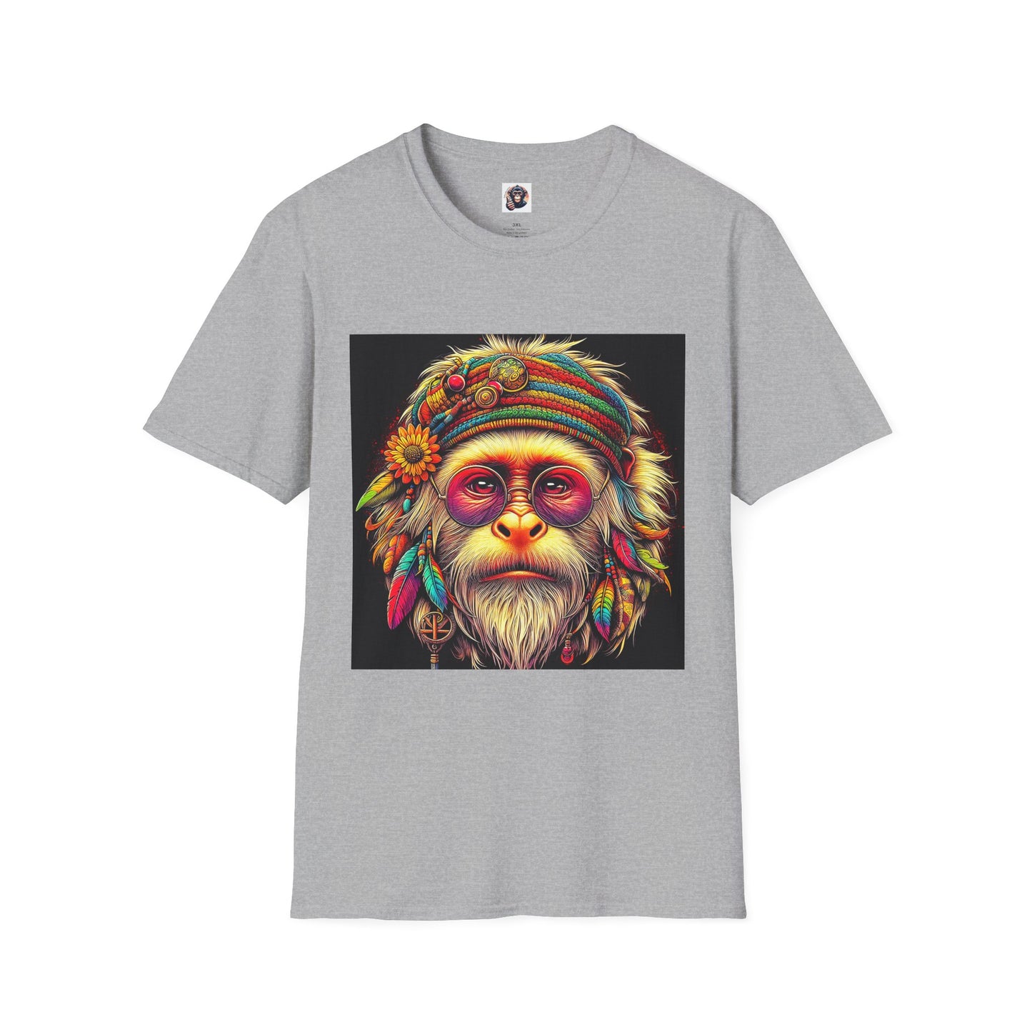Capuchin Monkey 70s hippie T-Shirt Printify XS Sport Grey