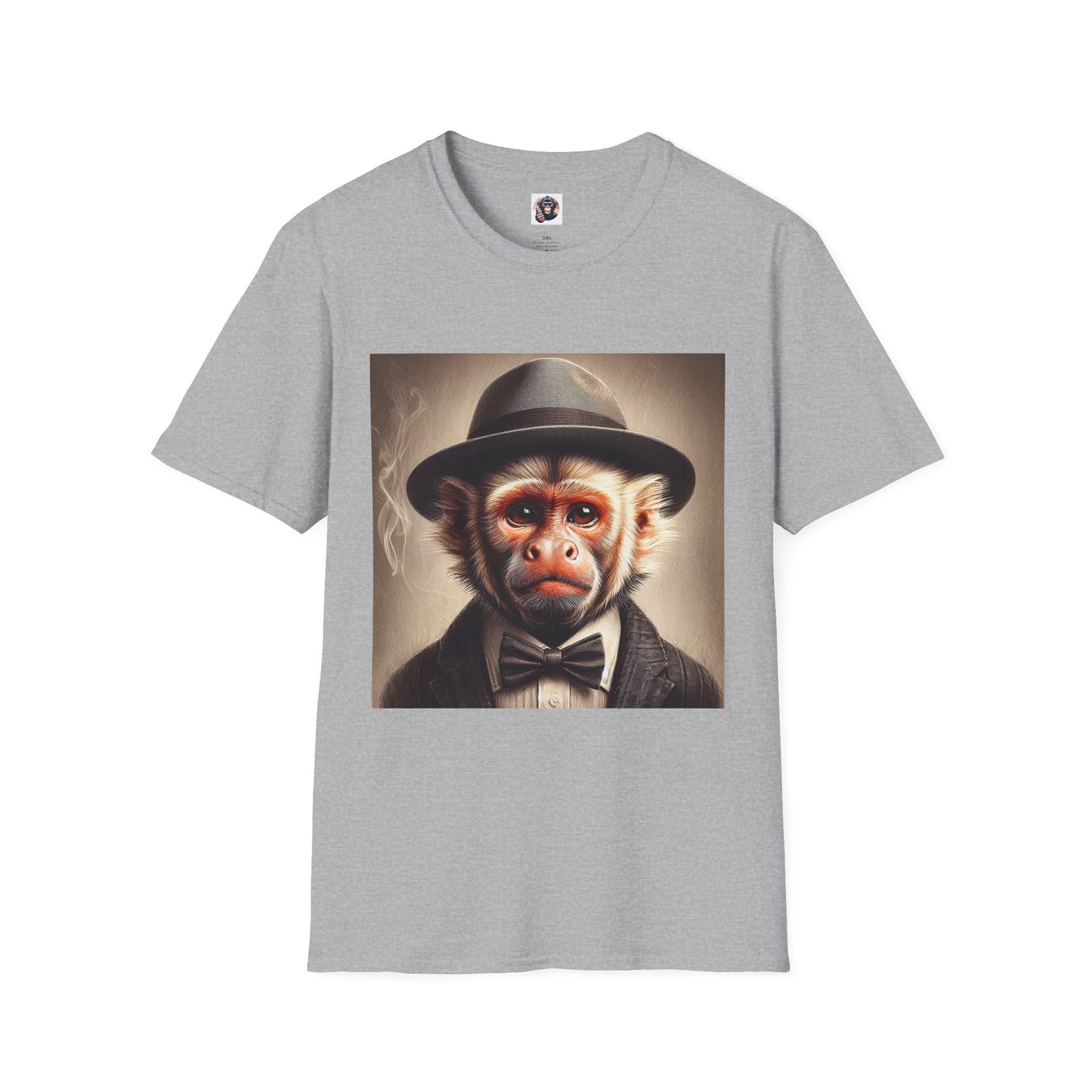 Capuchin Monkey suit and tie shirt T-Shirt Printify XS Sport Grey