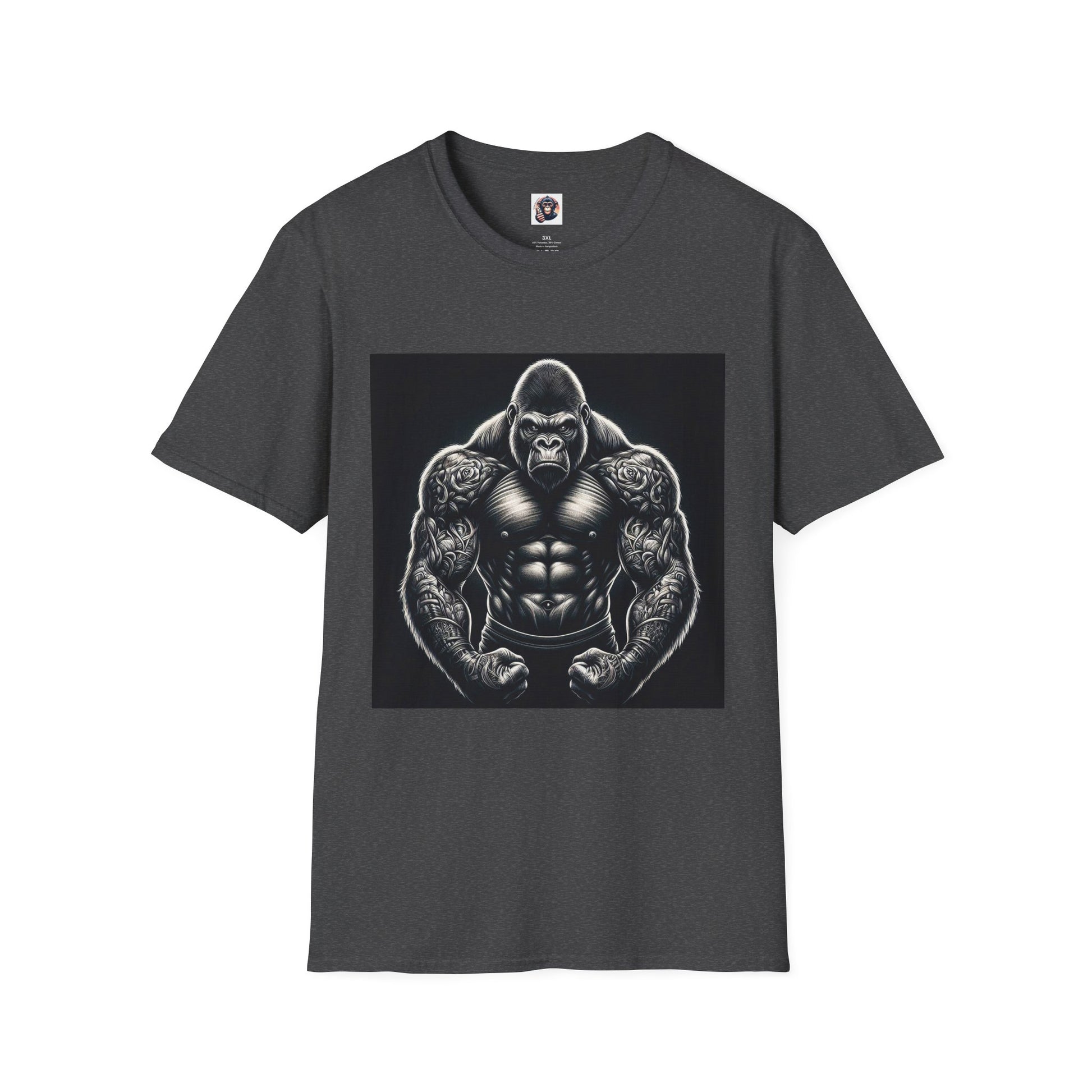 Gorilla muscles man T-Shirt Printify XS Dark Heather