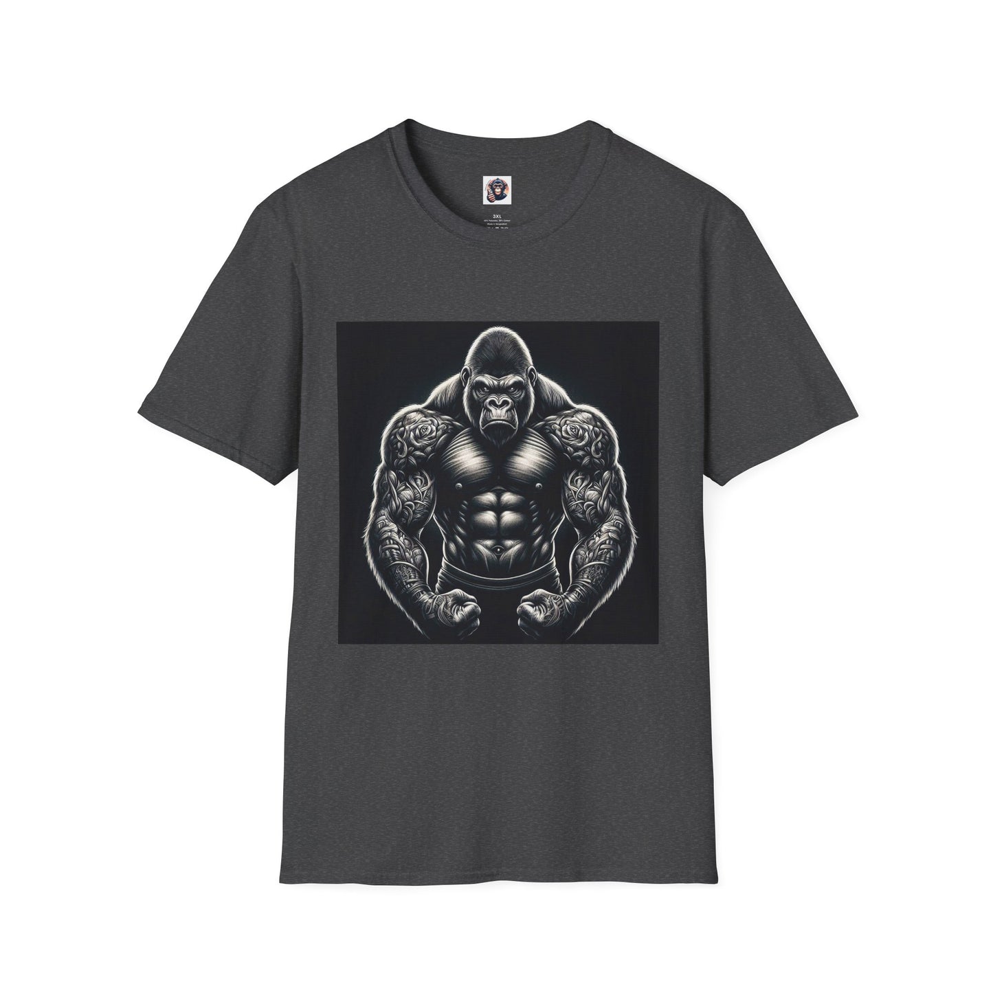 Gorilla muscles man T-Shirt Printify XS Dark Heather