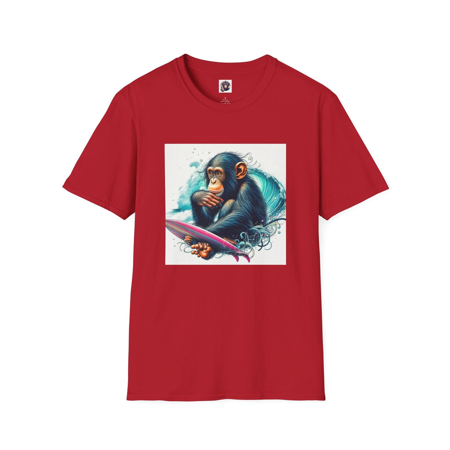 Bonobo surfing T-Shirt Printify S Cherry Red