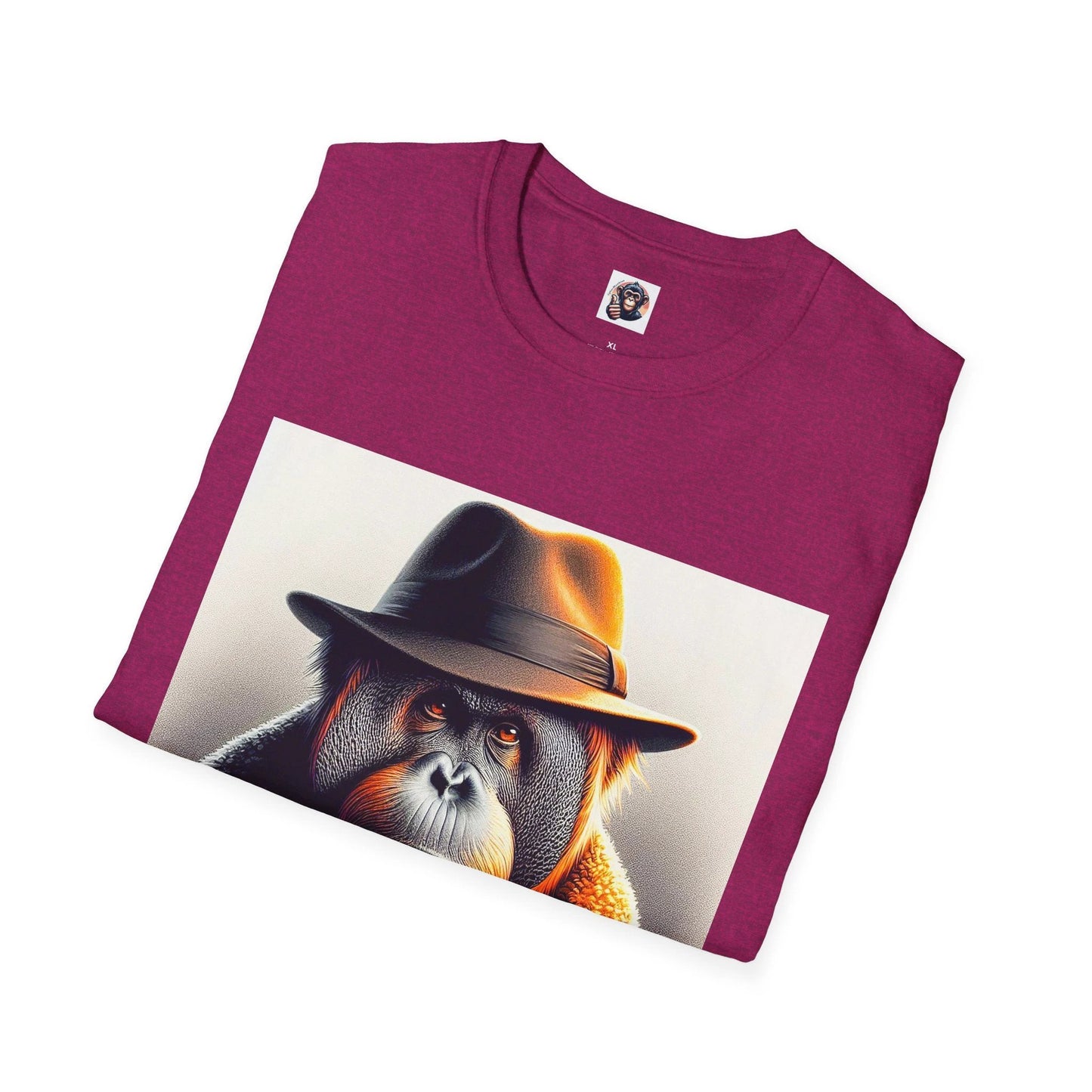 Orangutan Portrait T Shirt With Hat And Bow Tie Graphic Tee Cotton Crew Neck Unisex by Printify