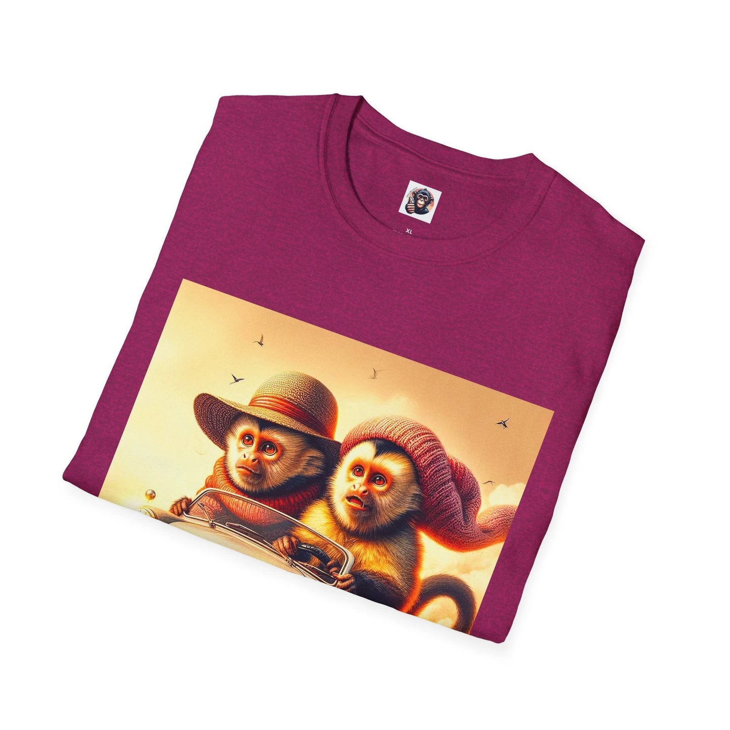 Capuchin Monkey Driving Graphic T Shirt Cotton Tee For Men Women Funny Animal Humor by Printify
