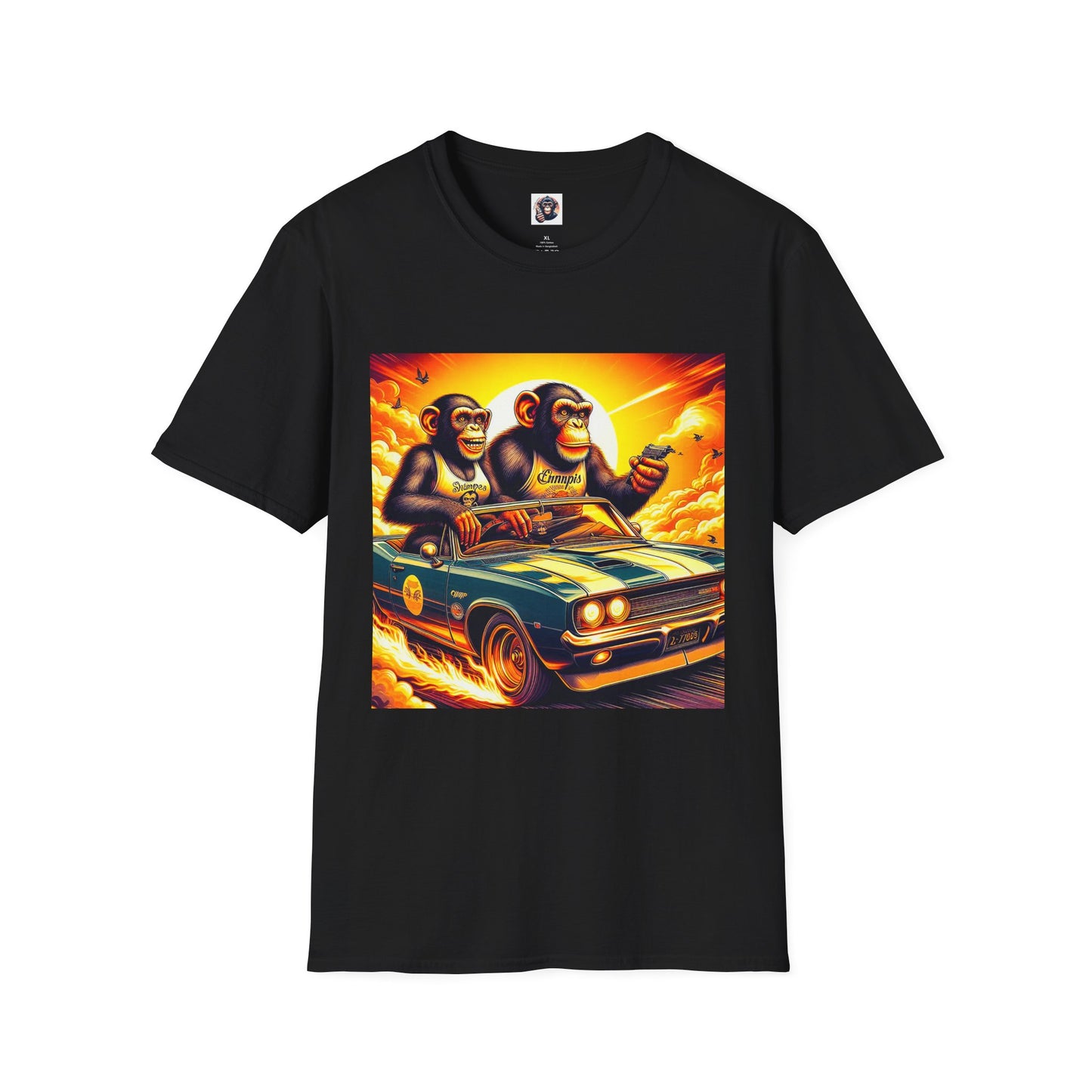 Wacky Chimp car driving T-Shirt Printify XS Black