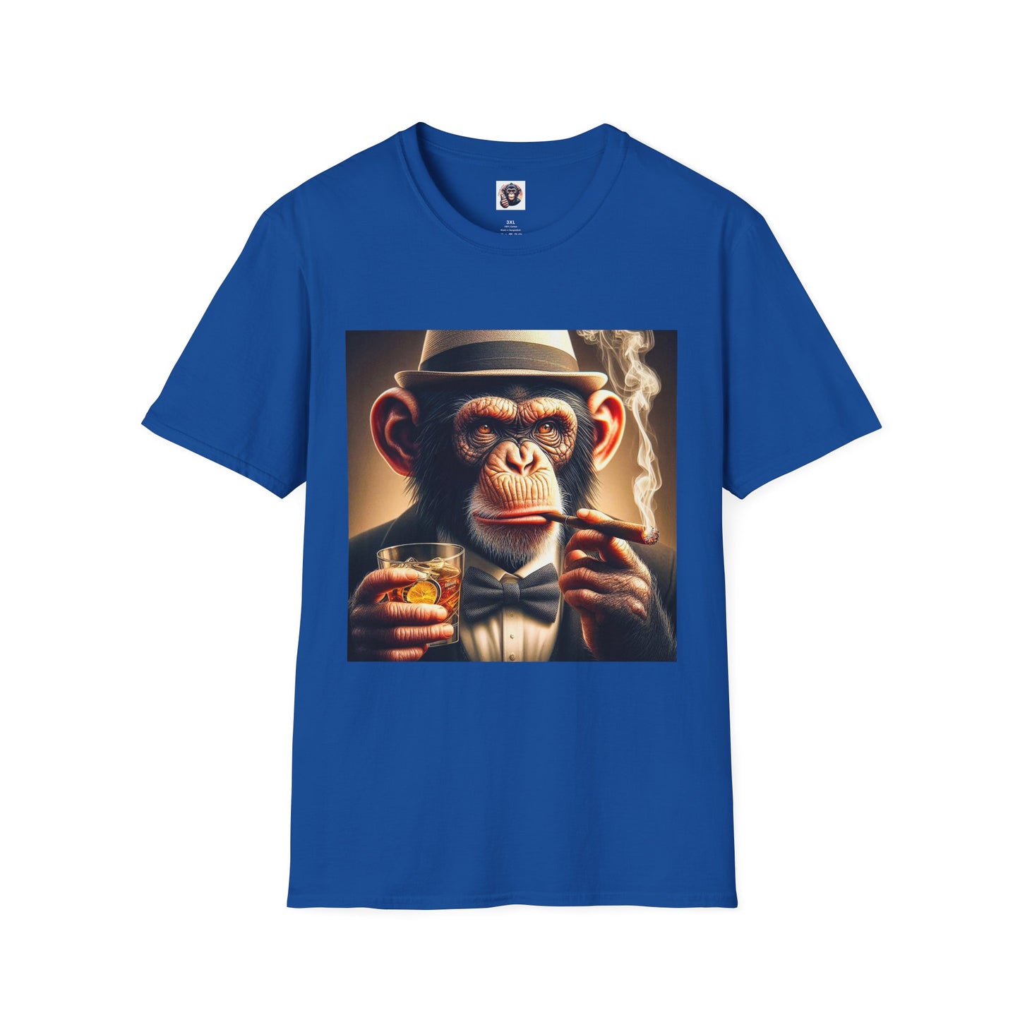 Chimp bar and smoking T-Shirt Printify XS Royal