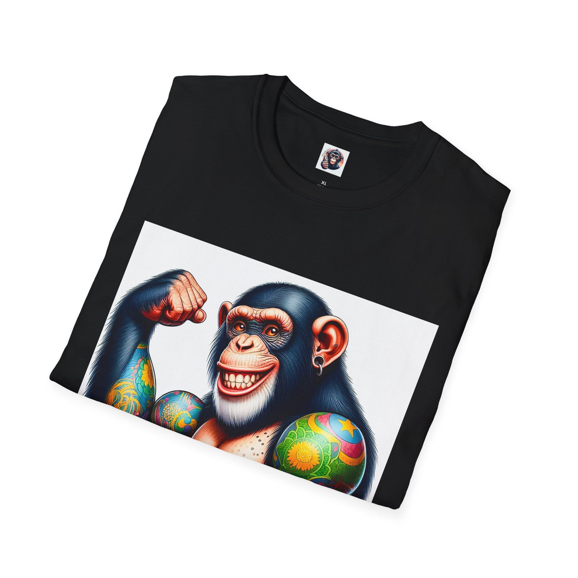 Chimp muscles man T-Shirt Printify