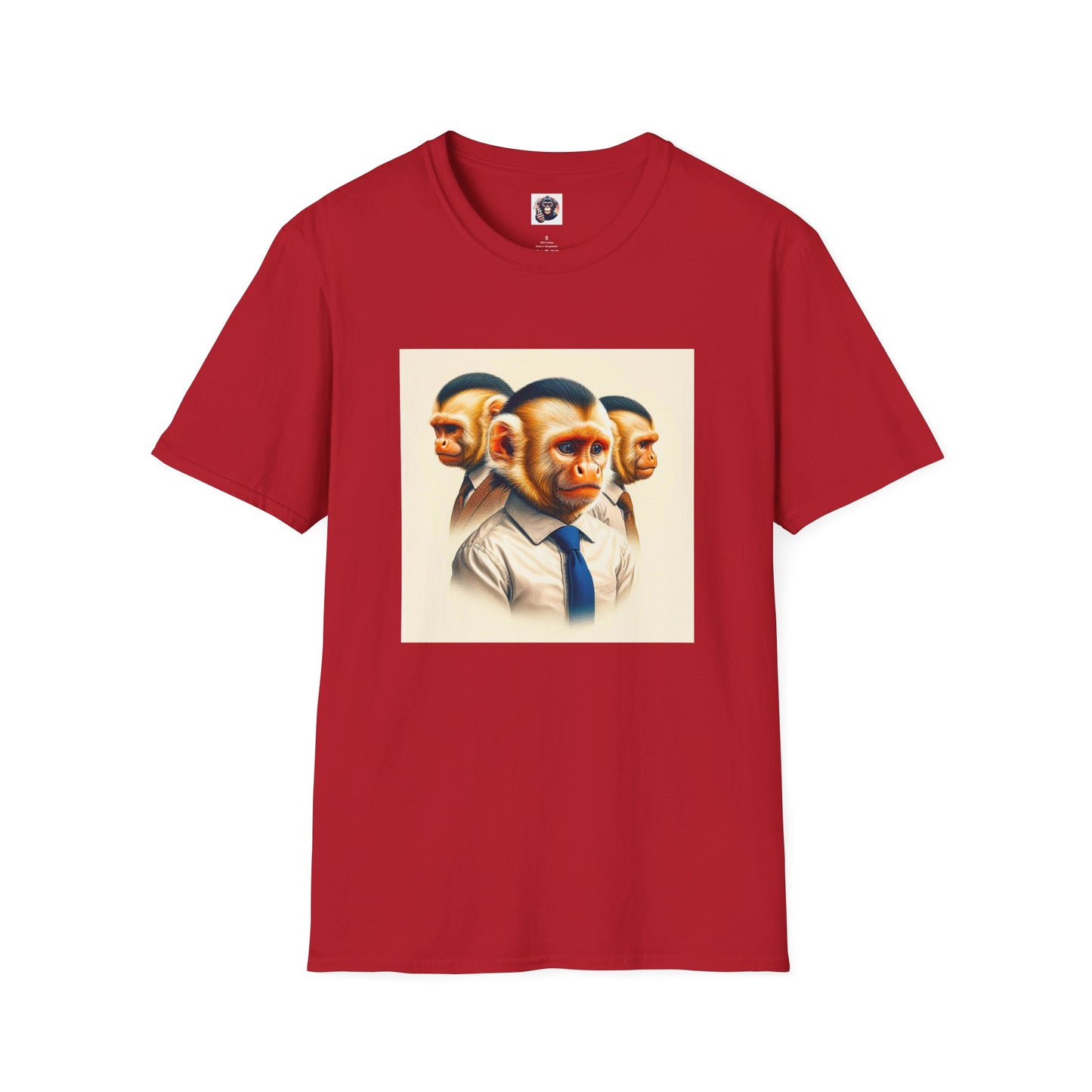 Capuchin Monkey business men T-Shirt Printify S Cherry Red