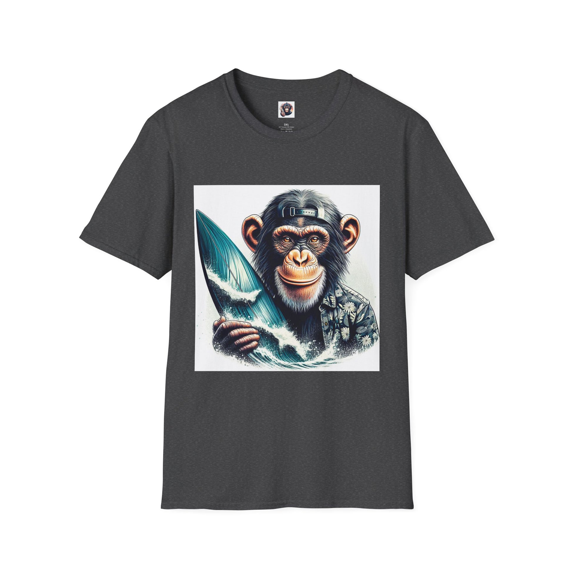 Chimp happt surfer T-Shirt Printify XS Dark Heather