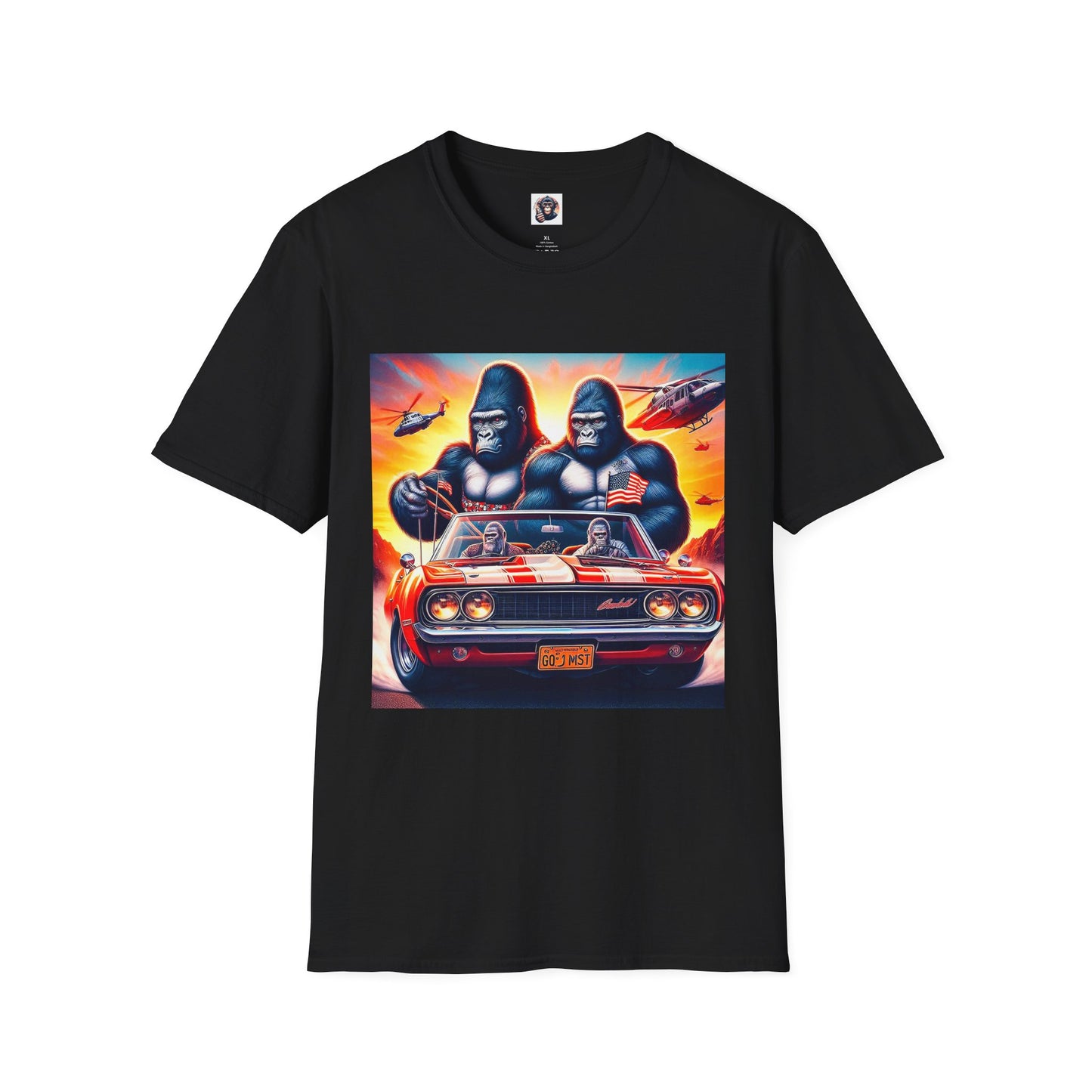 Gorilla red car T-Shirt Printify XS Black