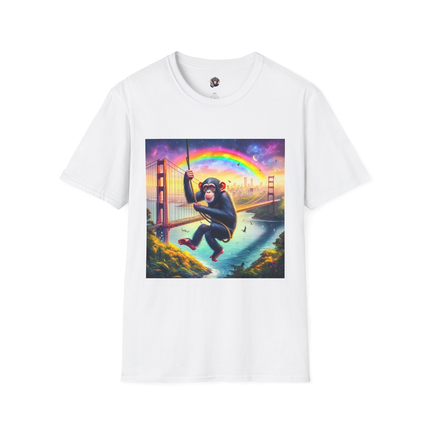 Chimp swinging high T-Shirt Printify S White