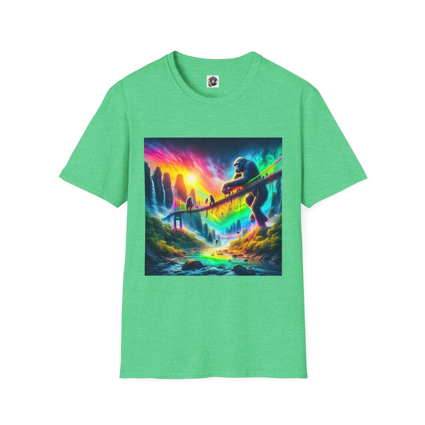 Bonobo rainbow bridge T-Shirt Printify S Heather Irish Green