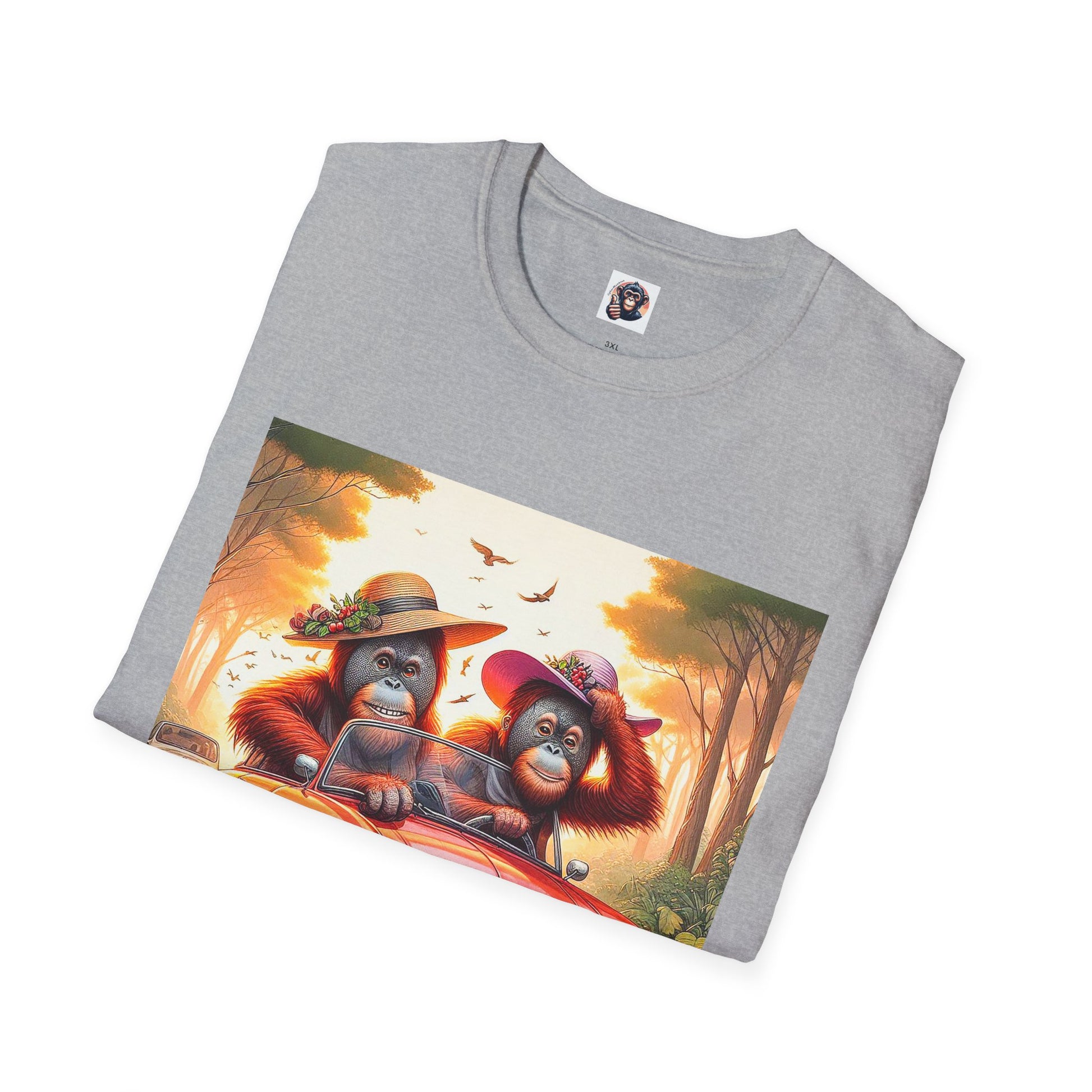 Wacky Orangutans red car T-Shirt Printify