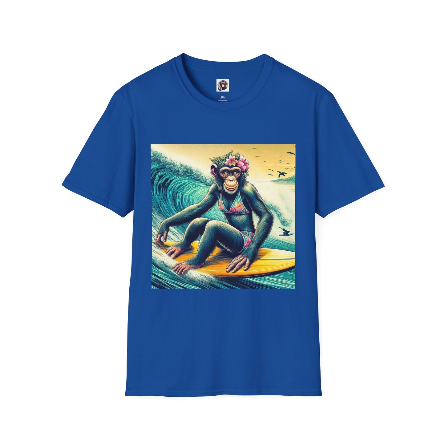 Chimp surfer girl T-Shirt Printify XS Royal