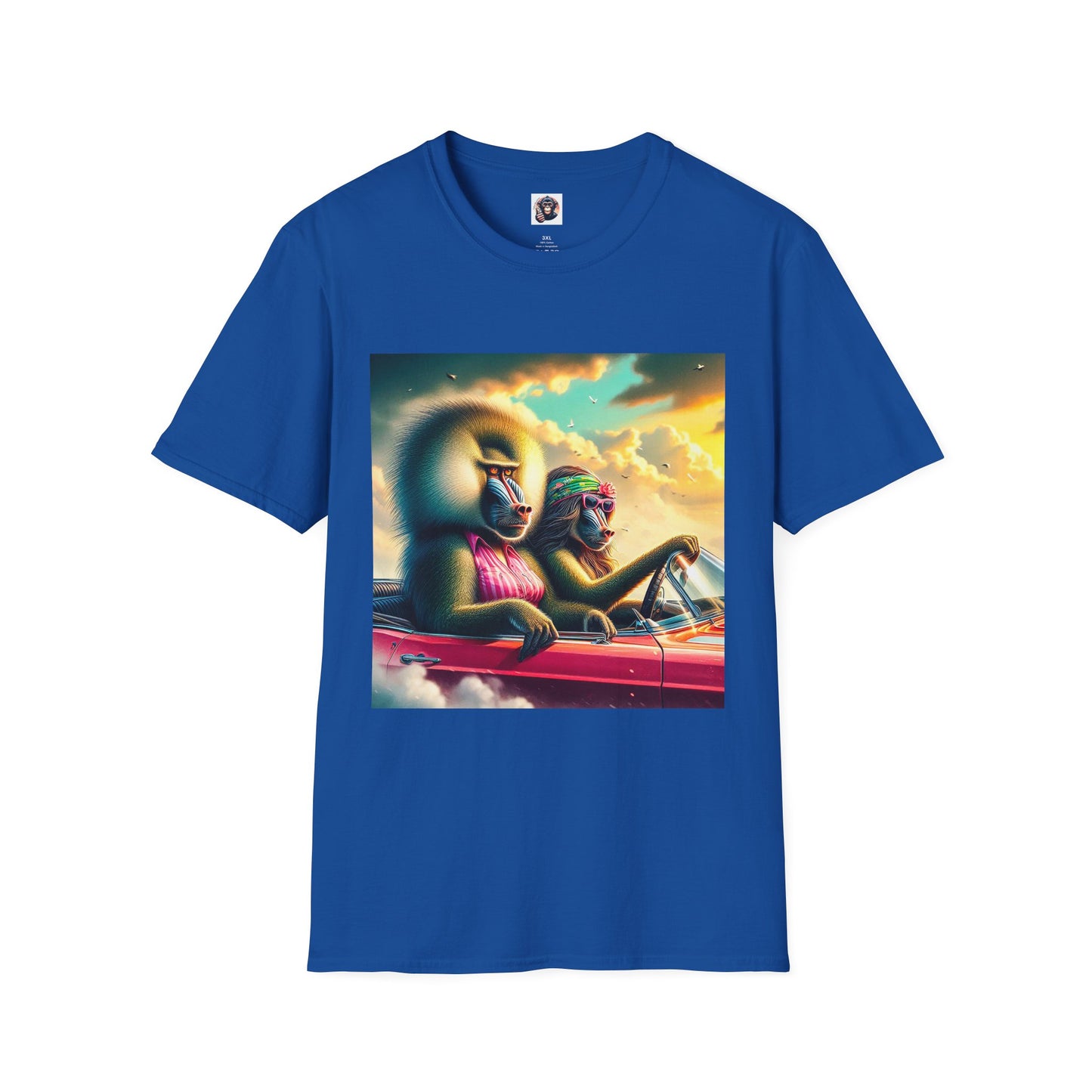 Wacky Baboon couple driving T-Shirt Printify XS Royal
