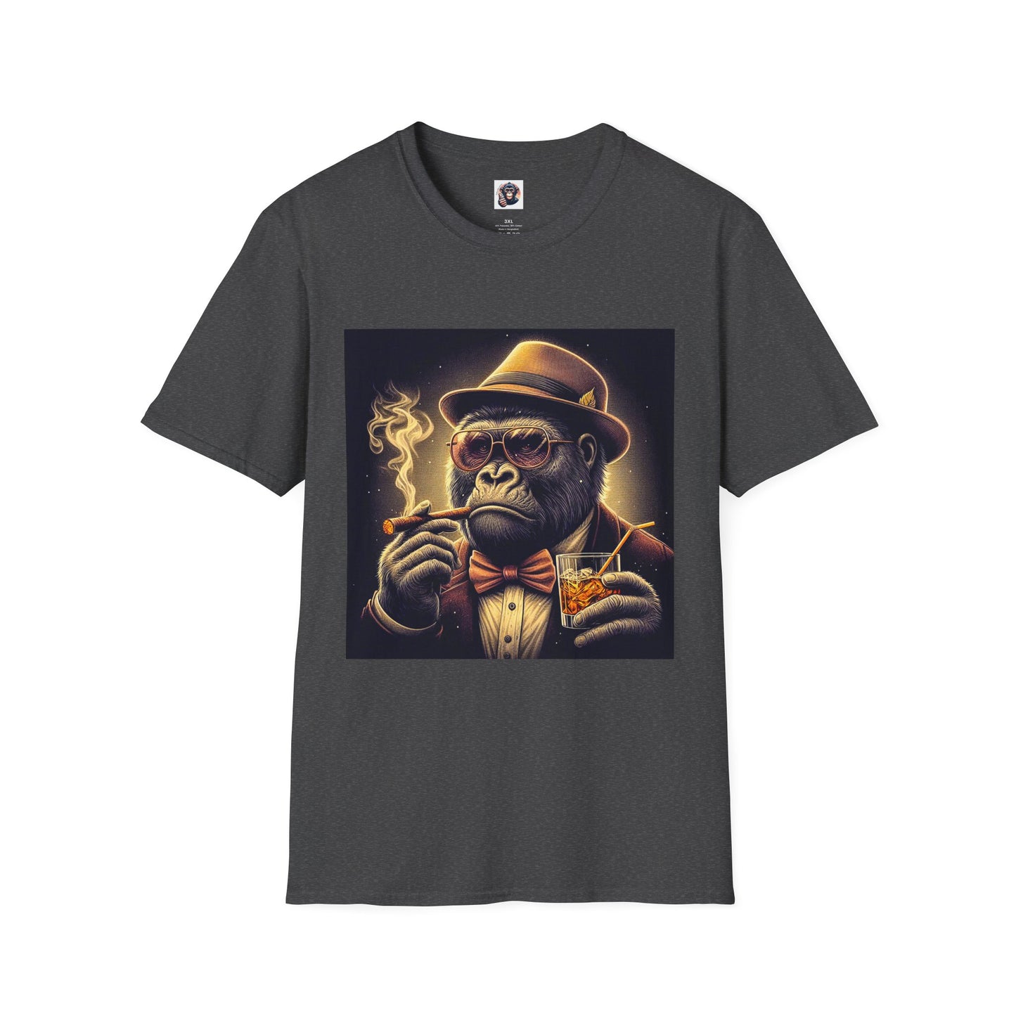 Gorilla cigars T-Shirt Printify XS Dark Heather