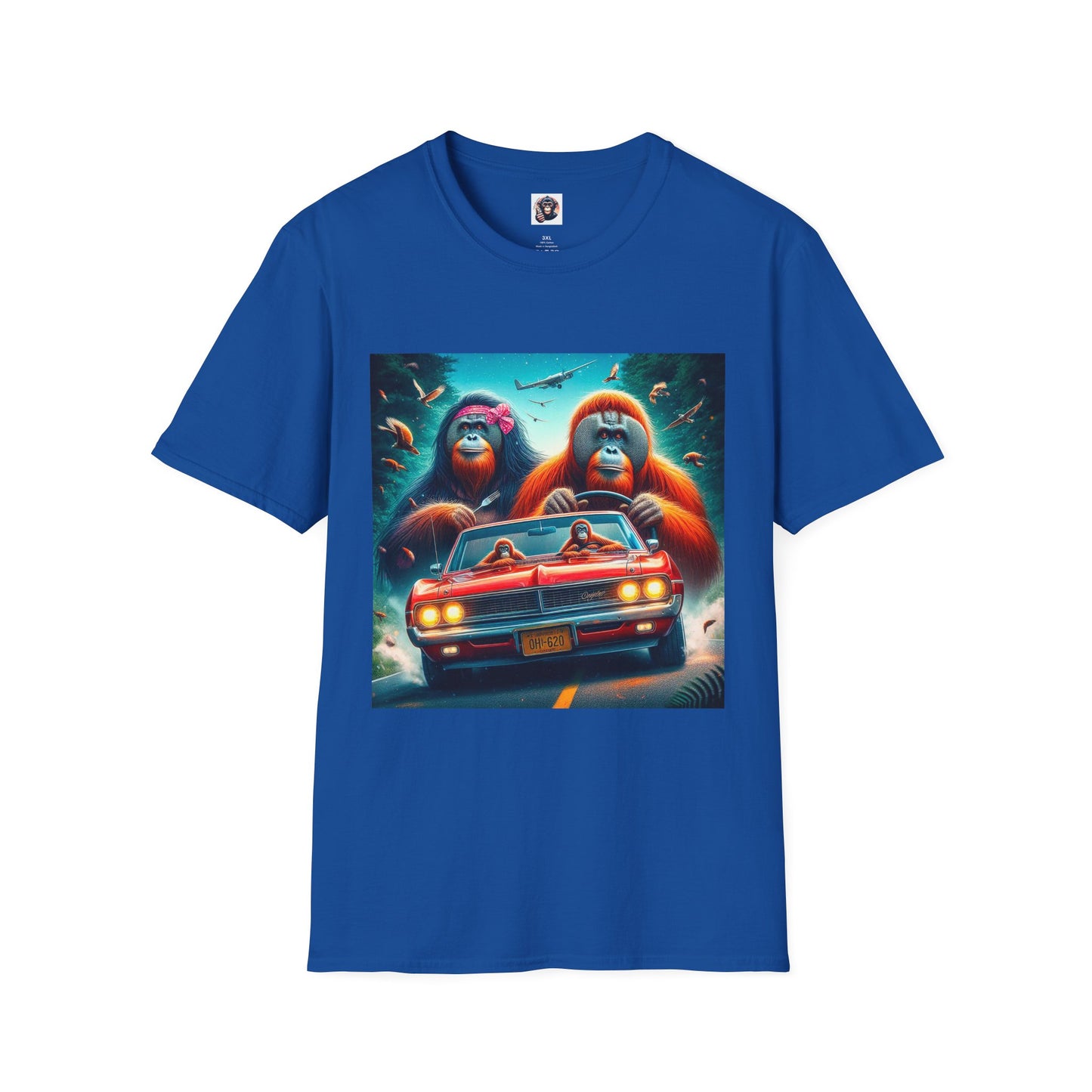 Wacky Orangutans red car T-Shirt Printify XS Royal