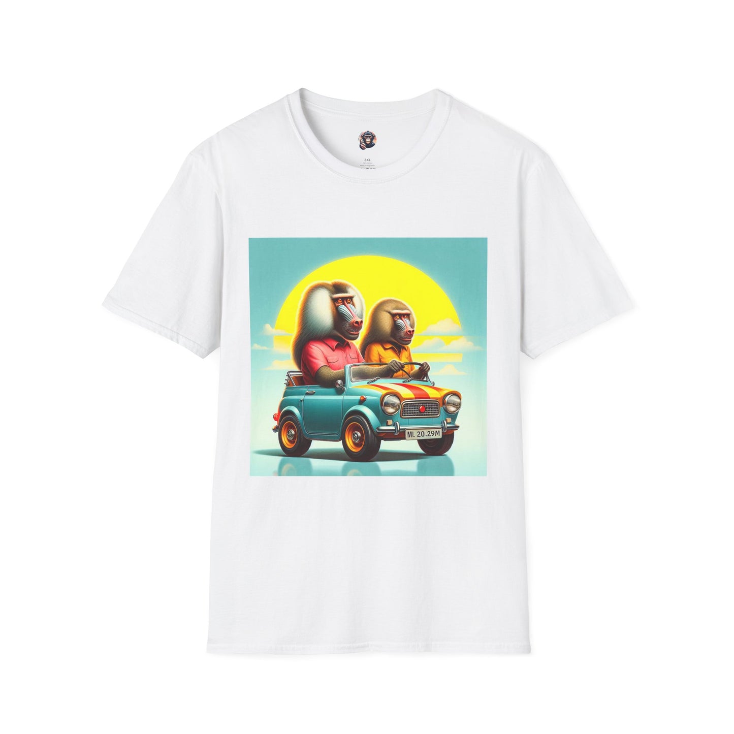 Wacky Baboon couple driving T-Shirt Printify S White