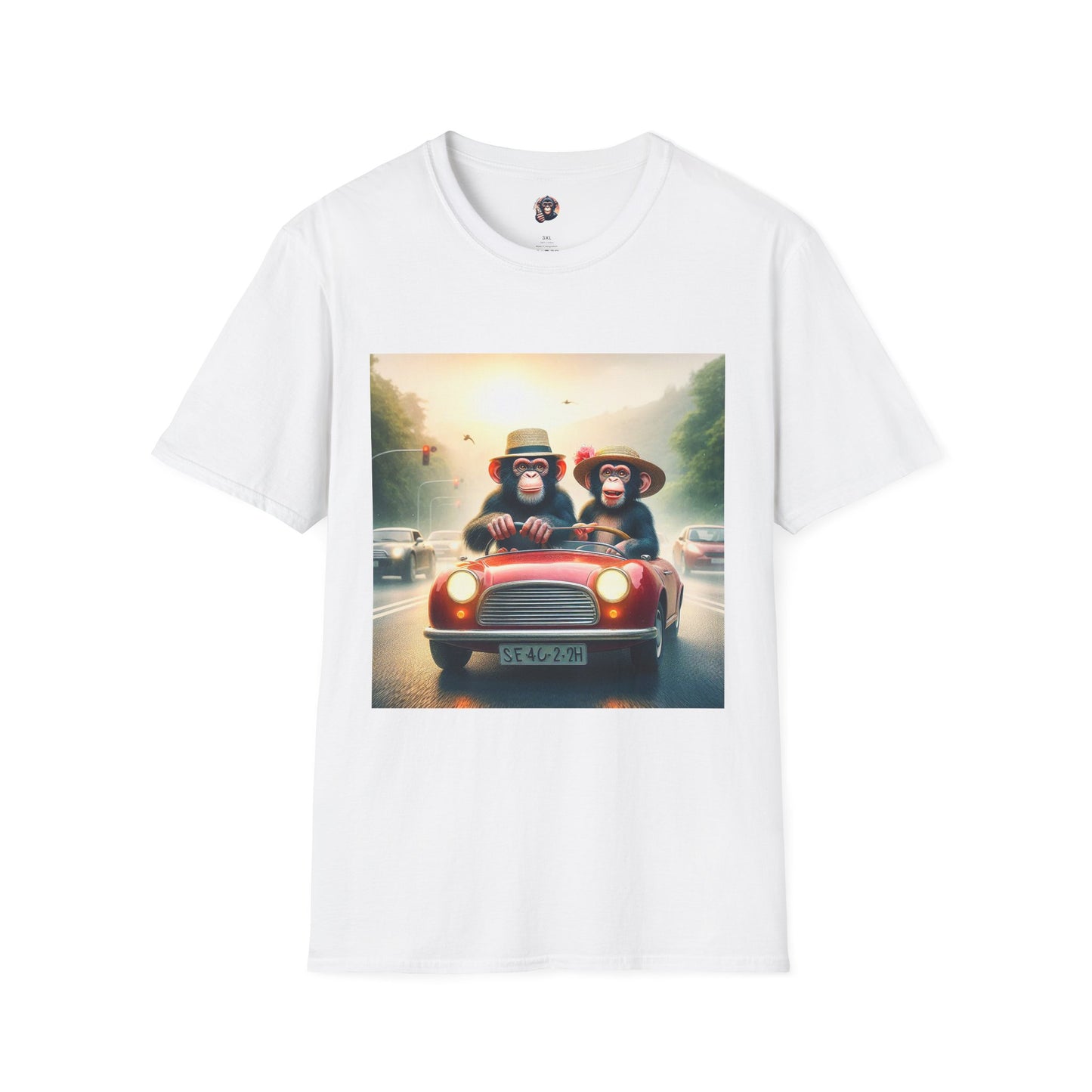 Wacky Chimp red car T-Shirt Printify S White