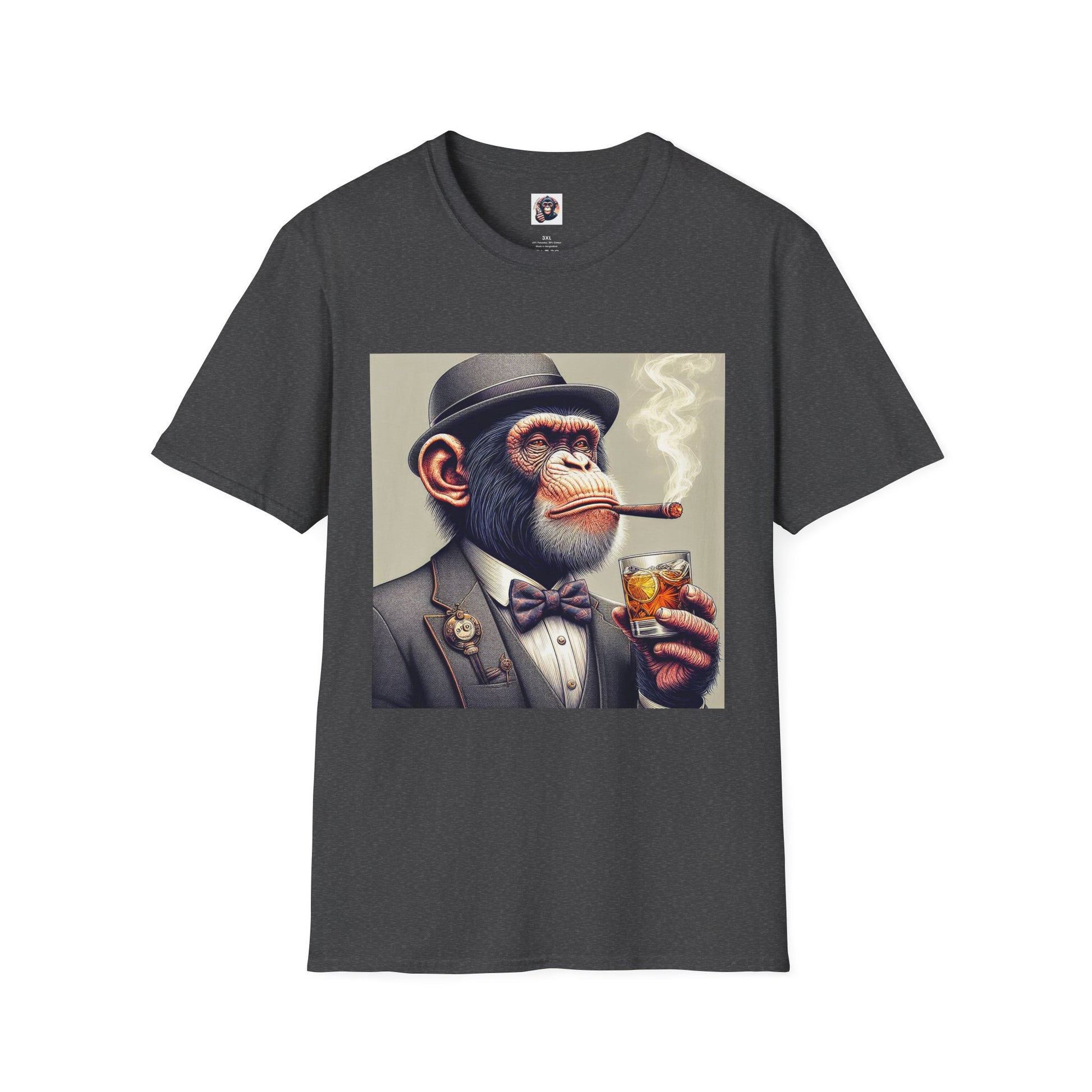 Chimp smoking shirt T-Shirt Printify XS Dark Heather